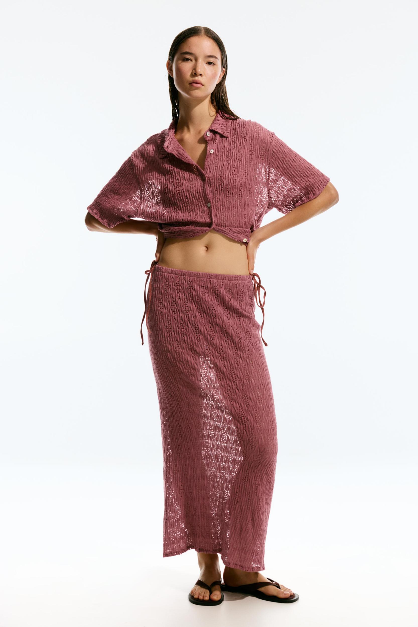 Open-knit midi skirt Product Image