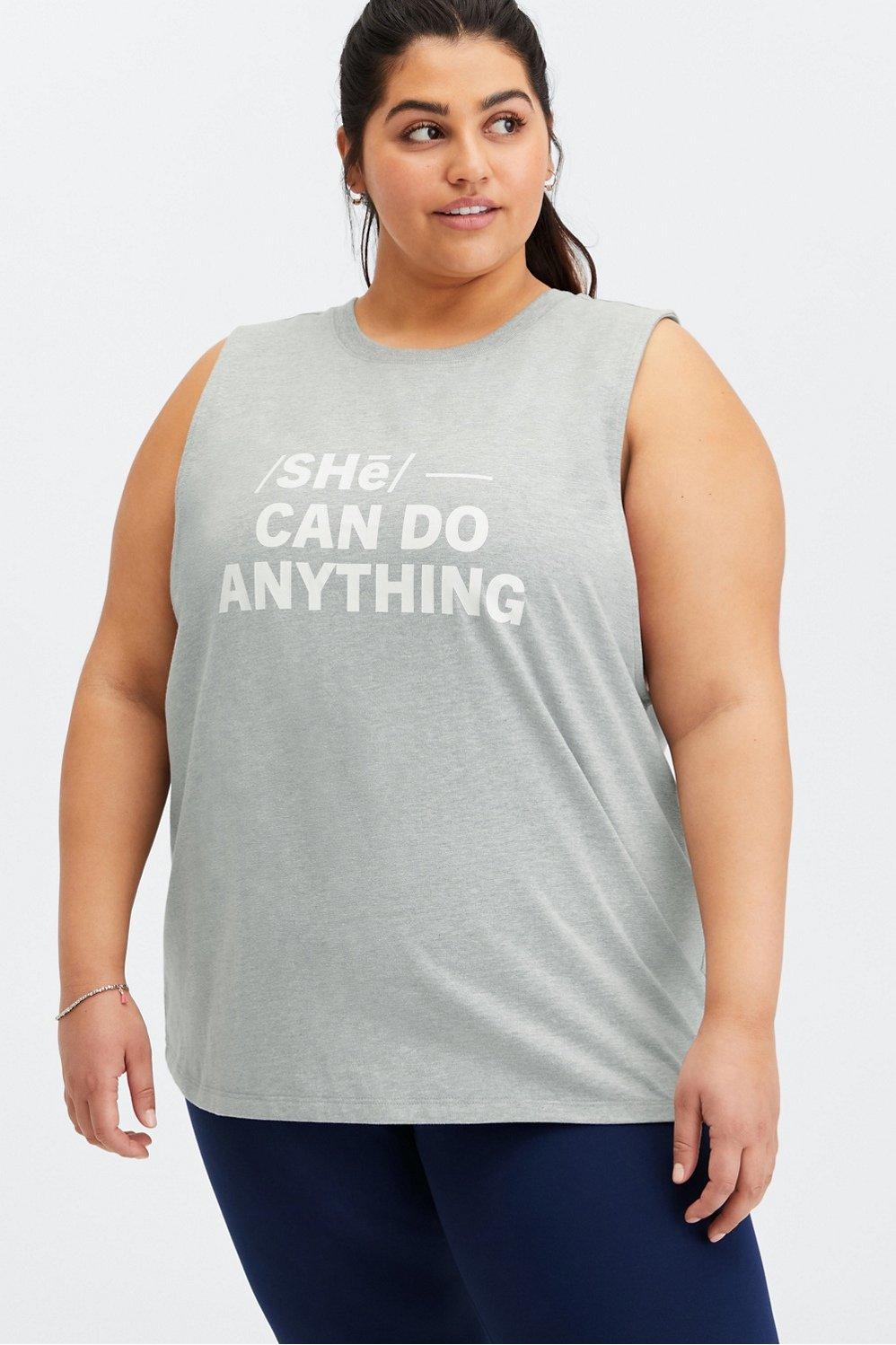 Fabletics She Can Do Anything Tee Womens Medium Heather Grey Size XS Product Image