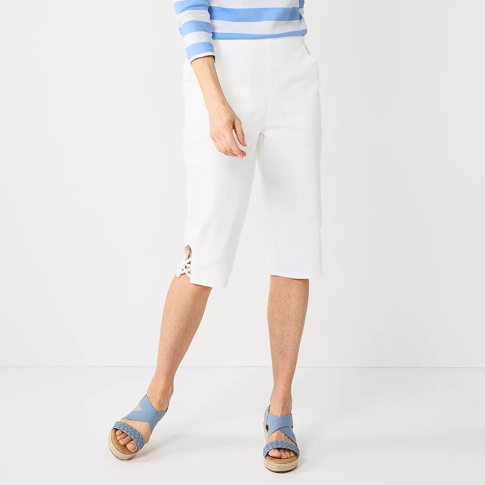 Womens Croft & Barrow Lattice-Hem Pull-On Mid-Rise Skimmer Jeans Product Image