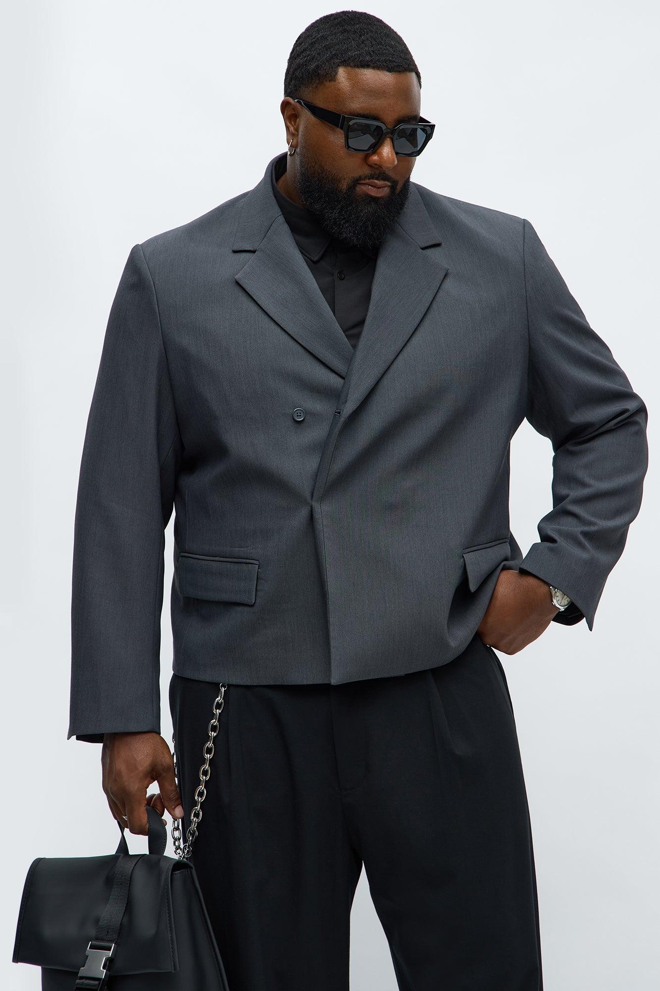 Ronan Cropped Double Breasted Blazer - Charcoal Product Image