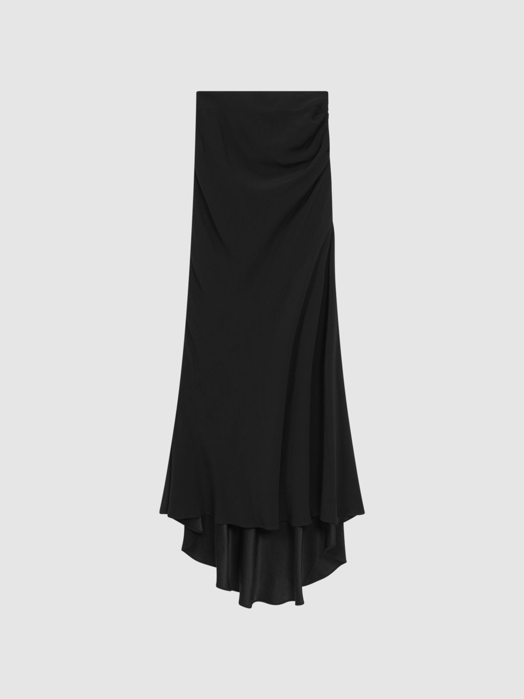 High Rise Fitted Maxi Skirt in Black Product Image