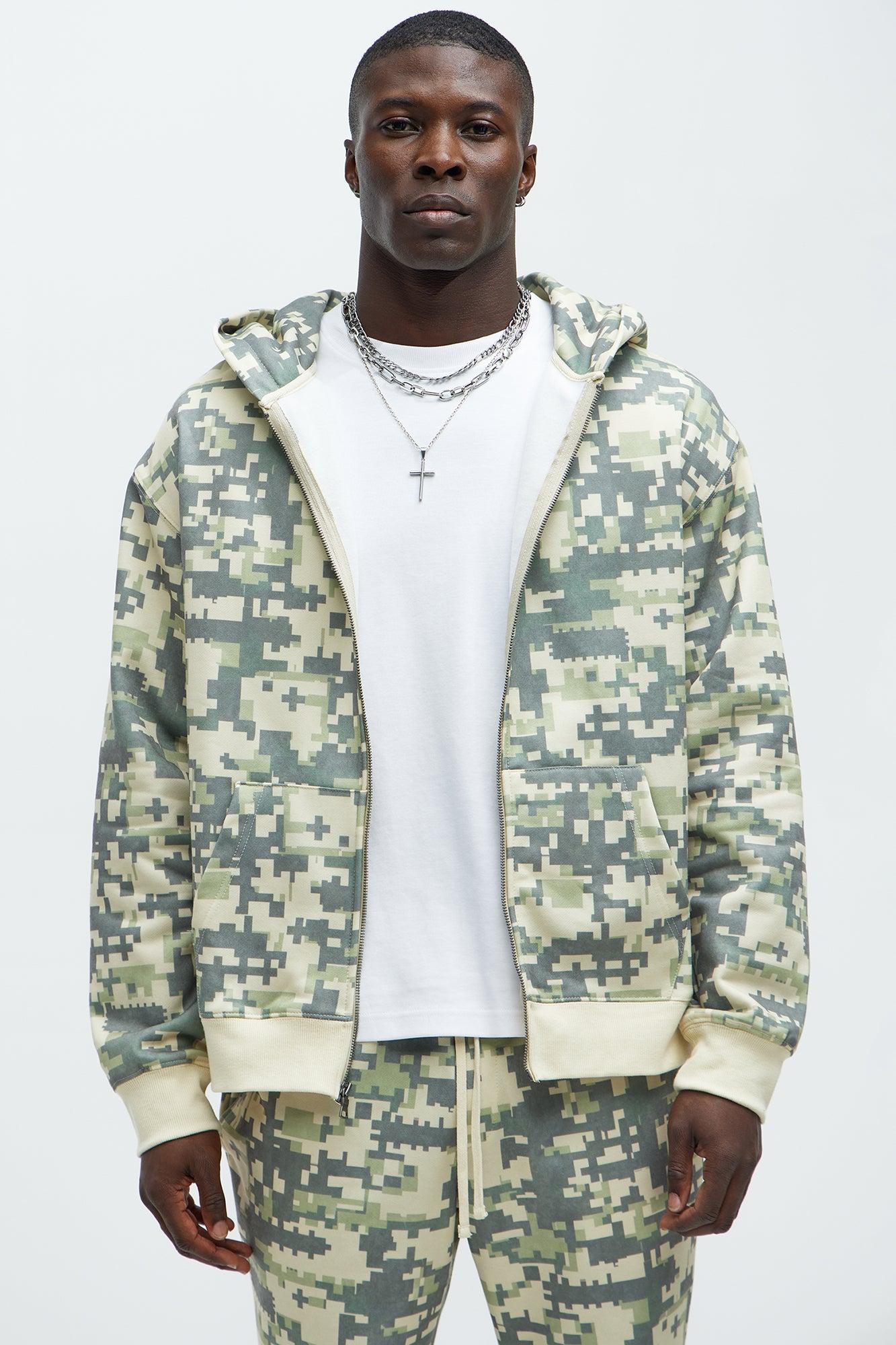 Digi Camo Oversized Zip Up Hoodie - Green/combo Product Image