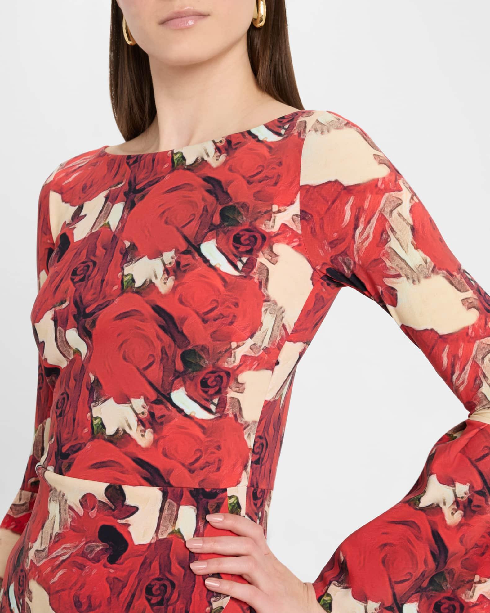 Ruched Floral-Print Bodycon Dress Product Image