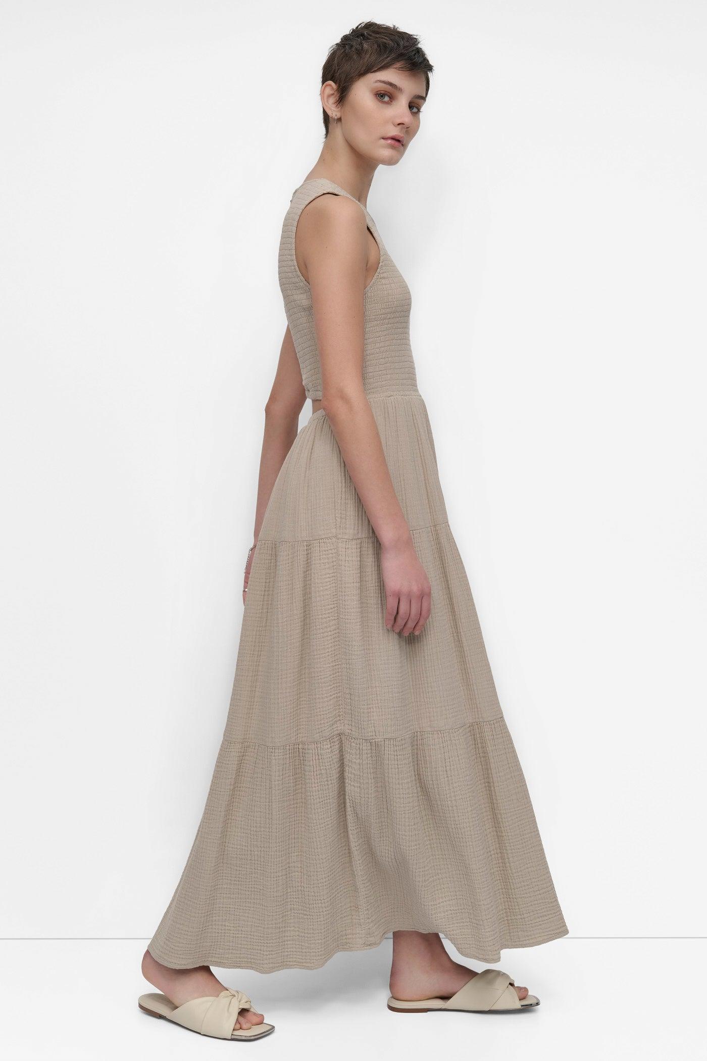 GAUZE TIERED SMOCKED DRESS Product Image