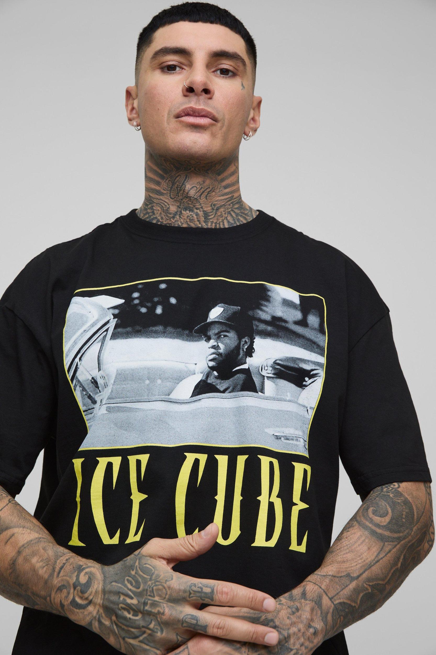 Tall Oversized Ice Cube License Print T-Shirt | boohooMAN USA Product Image