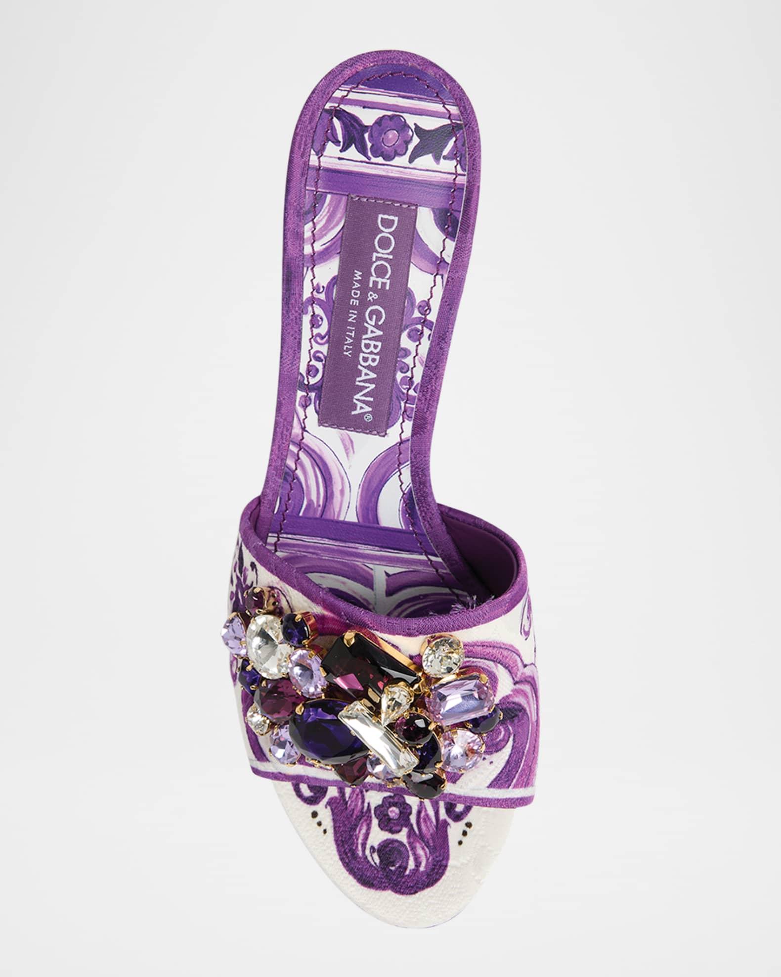 Maiolica Jeweled Printed Slide Sandals Product Image