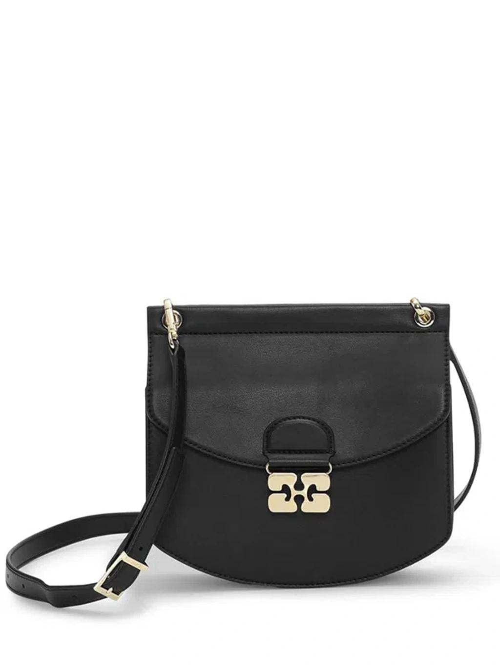GANNI Small Shoulder Bag With Adjustable Strap And Gold-tone Hardware In Black Product Image