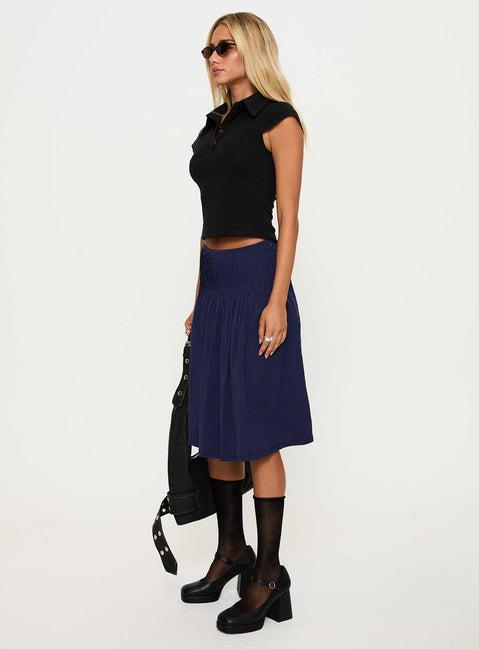 Elaila Pleat Midi Skirt Navy Product Image