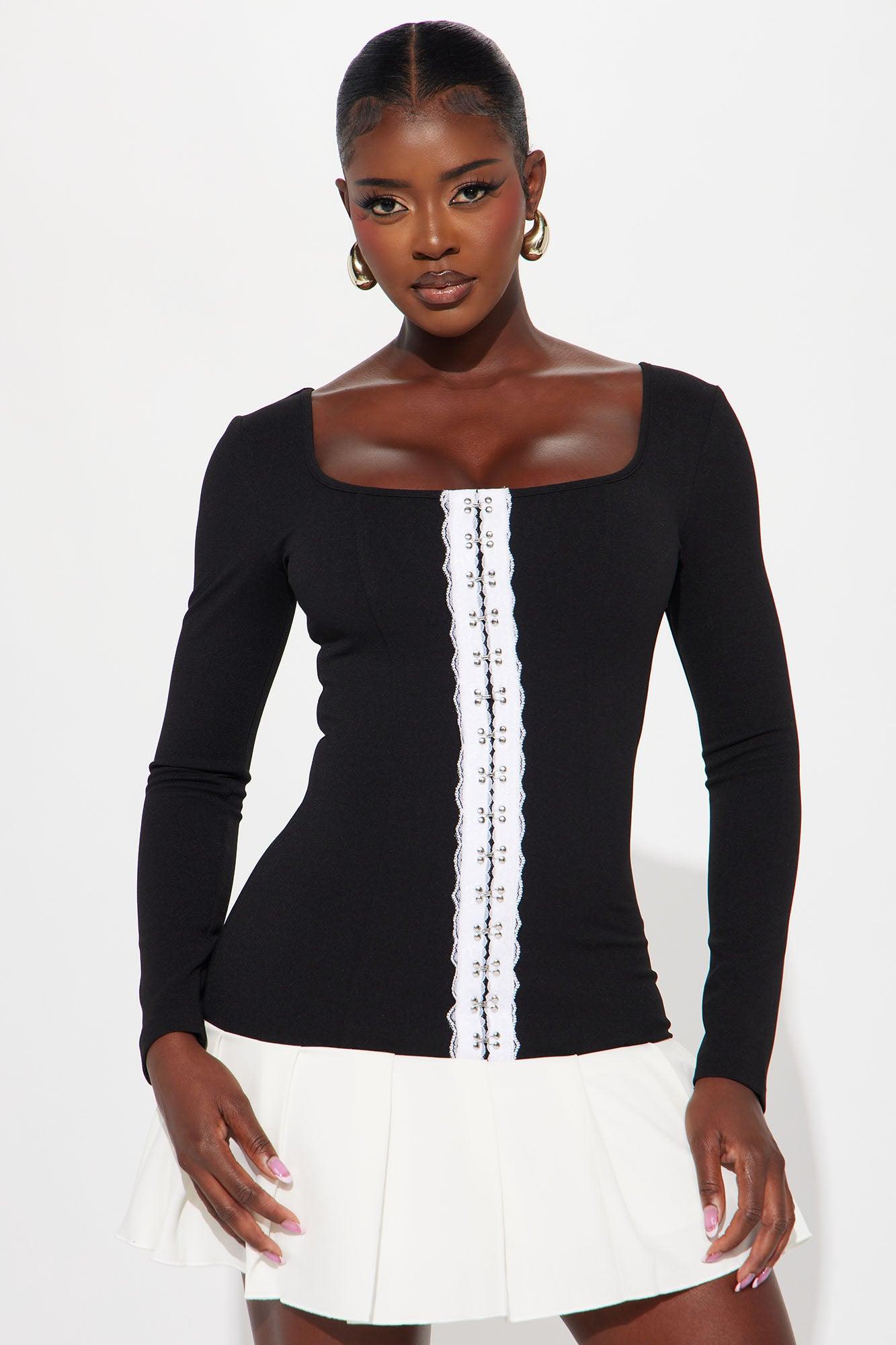 Preston Pleated Mini Dress - Black/White Product Image