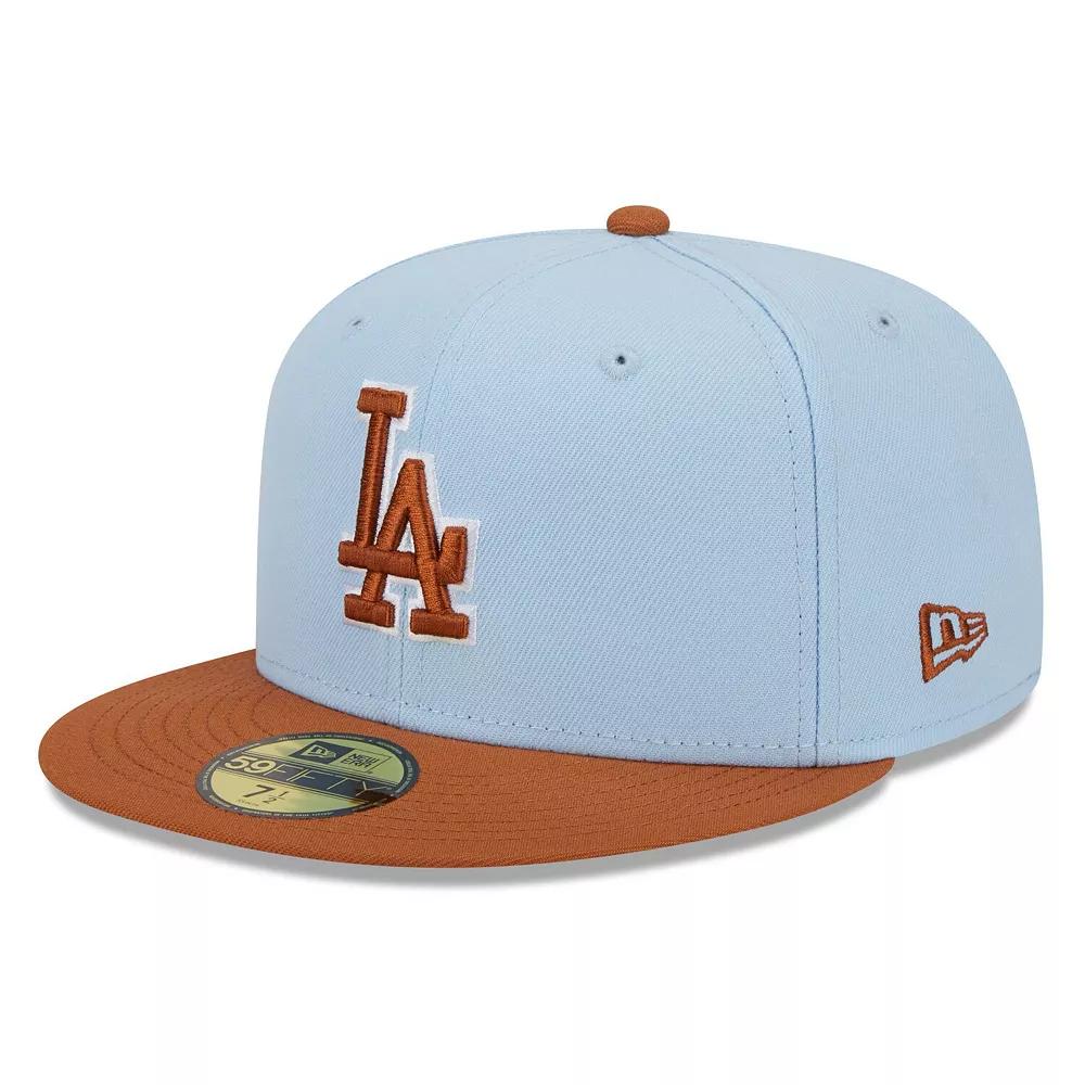 Men's New Era Light Blue/Brown Los Angeles Dodgers Spring Color Basic Two-Tone 59FIFTY Fitted Hat,  Product Image