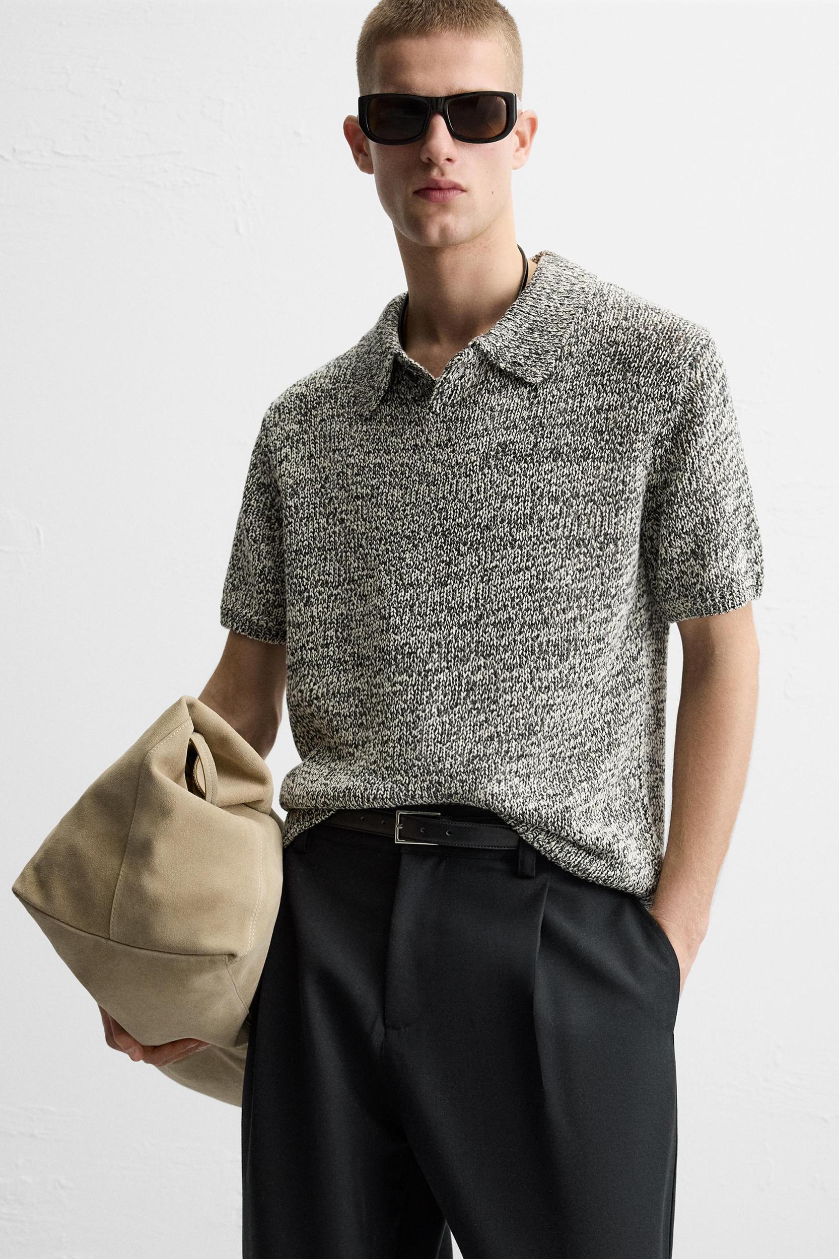 SHINY KNIT POLO SHIRT Product Image