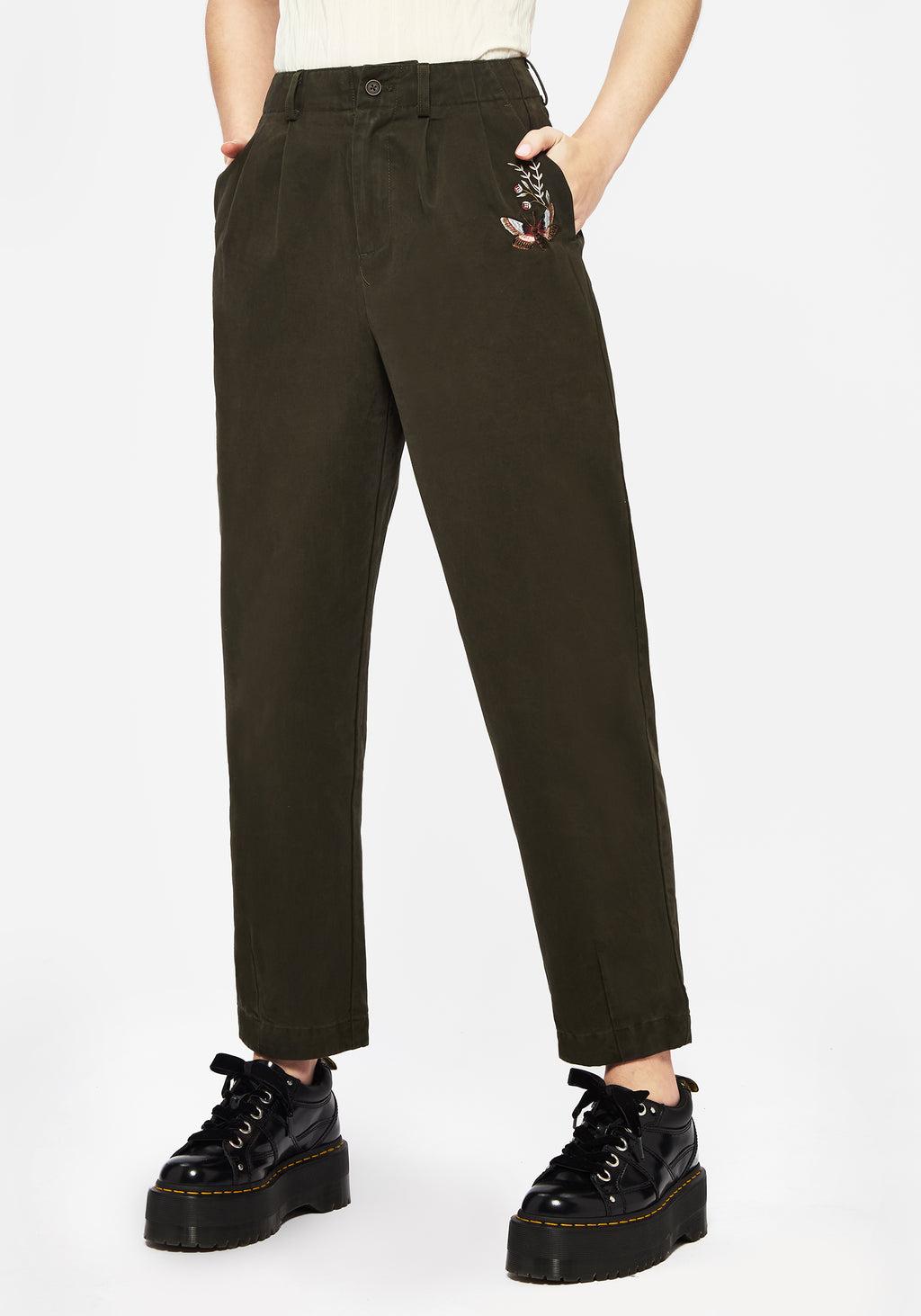 Copia Cotton Embroidered Tapered Tailored Trousers Product Image