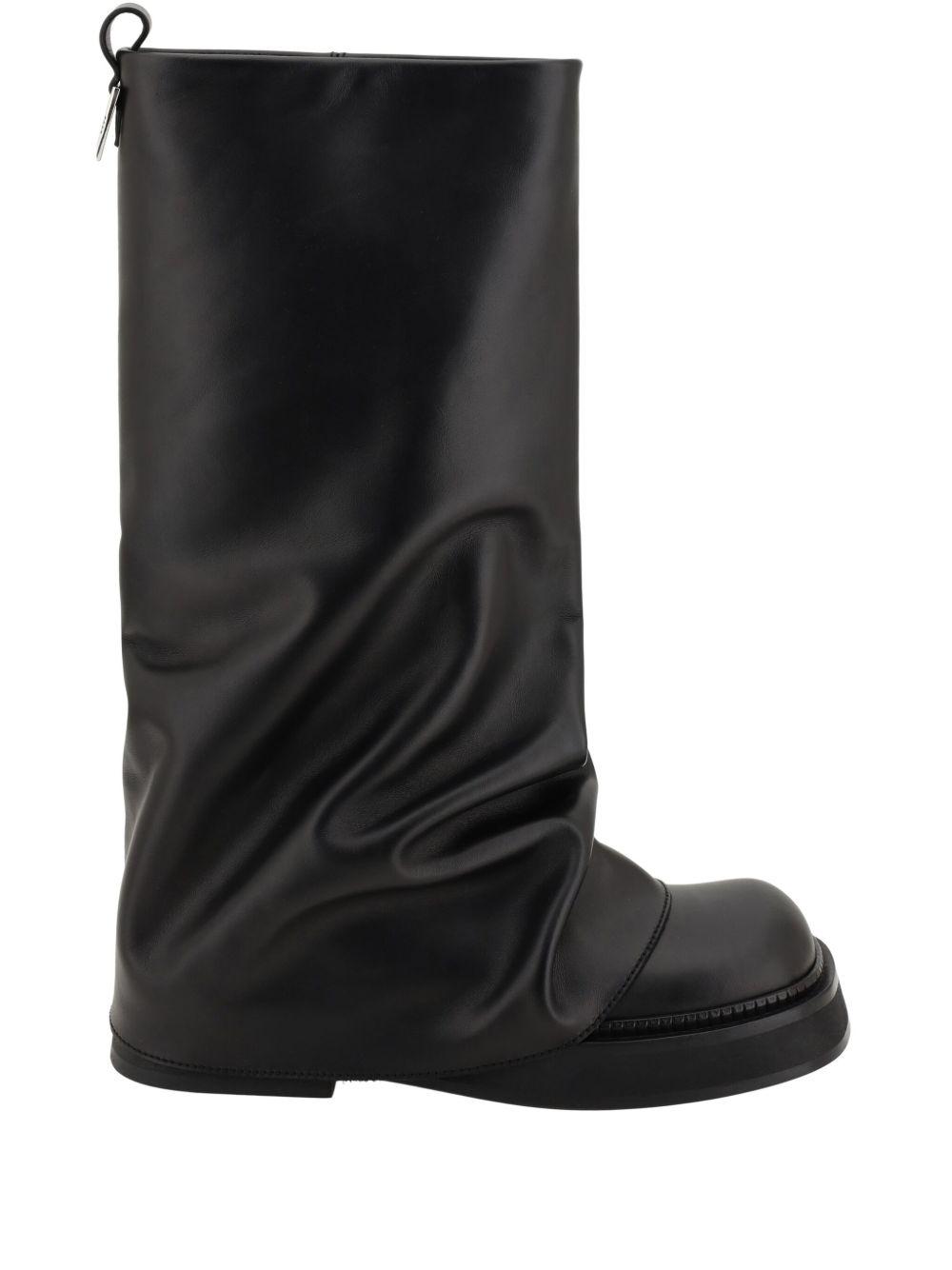 ATTICO Robin Layered Leather Knee Boots In Black Product Image