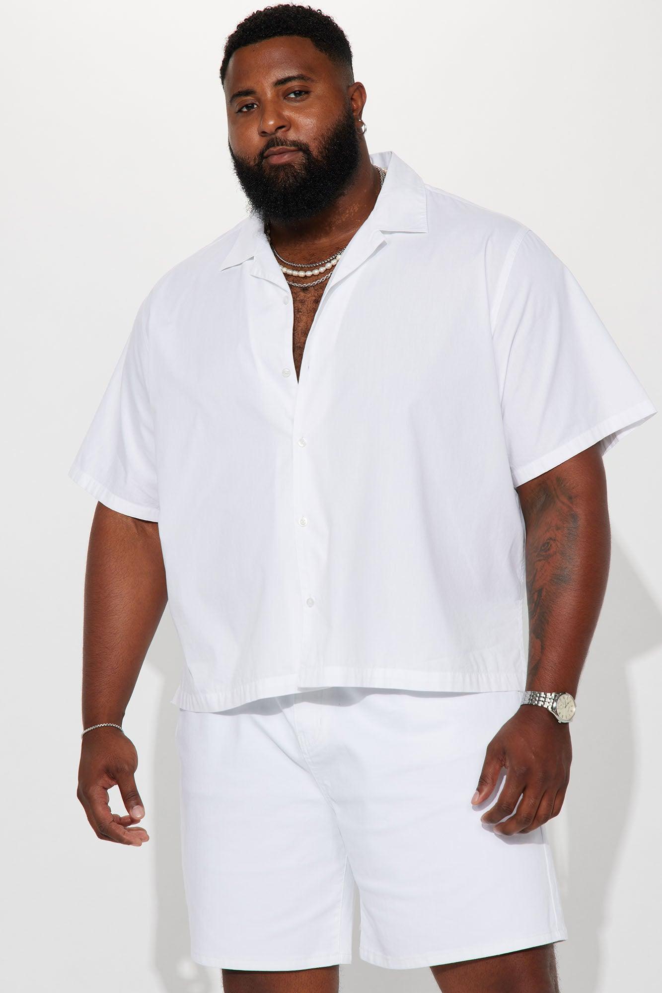 Ryland Relaxed Cotton Short Sleeve Cuban Shirt - White Product Image