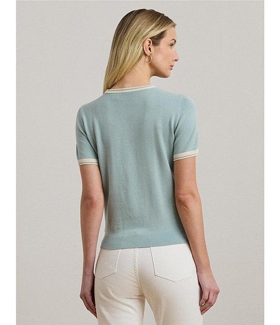 Lauren Ralph Lauren Knit Round Neck Short Sleeve Sweater Product Image
