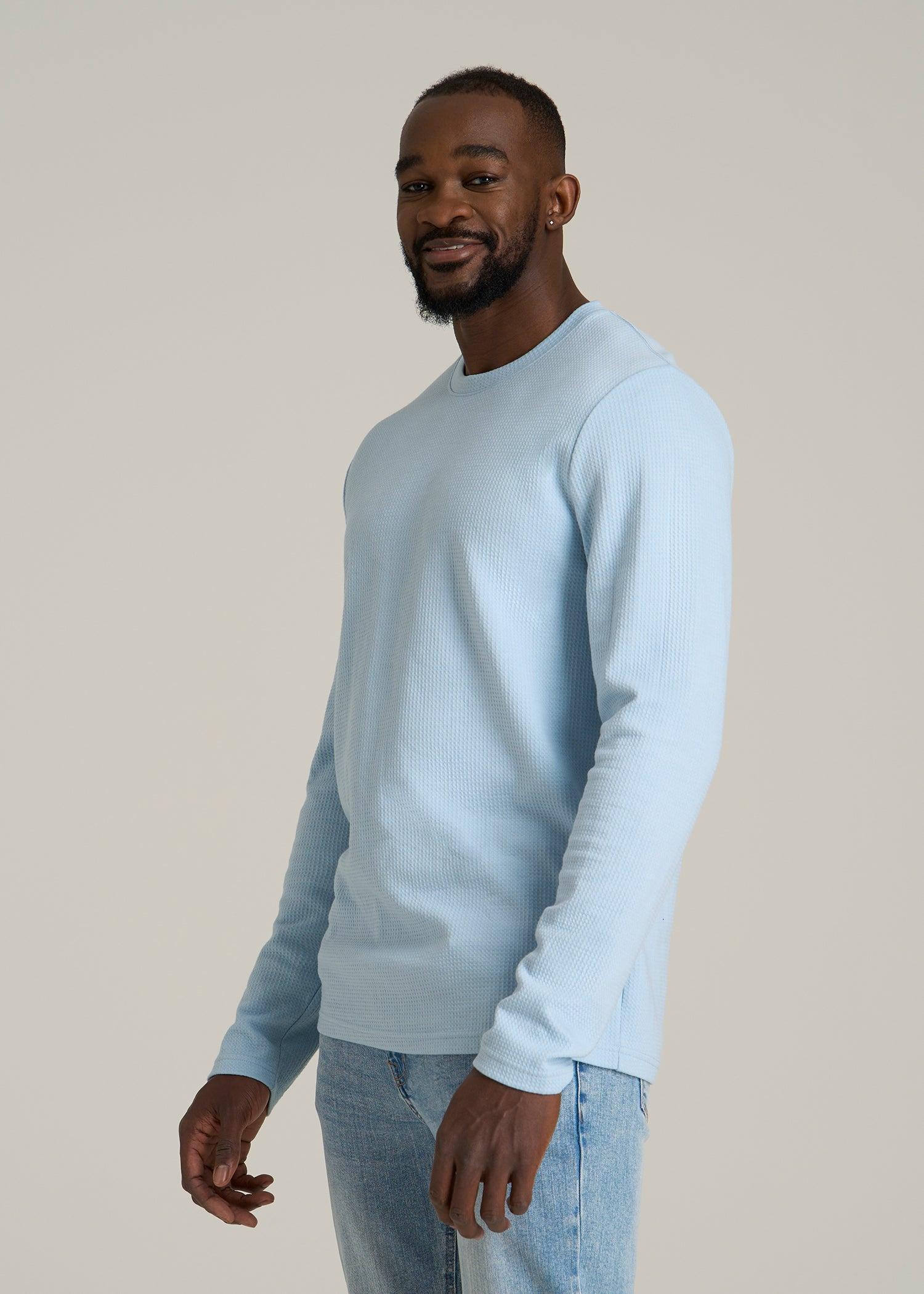 Cloud Knit Waffle Long Sleeve Tee for Tall Men in Ice Blue Male Product Image