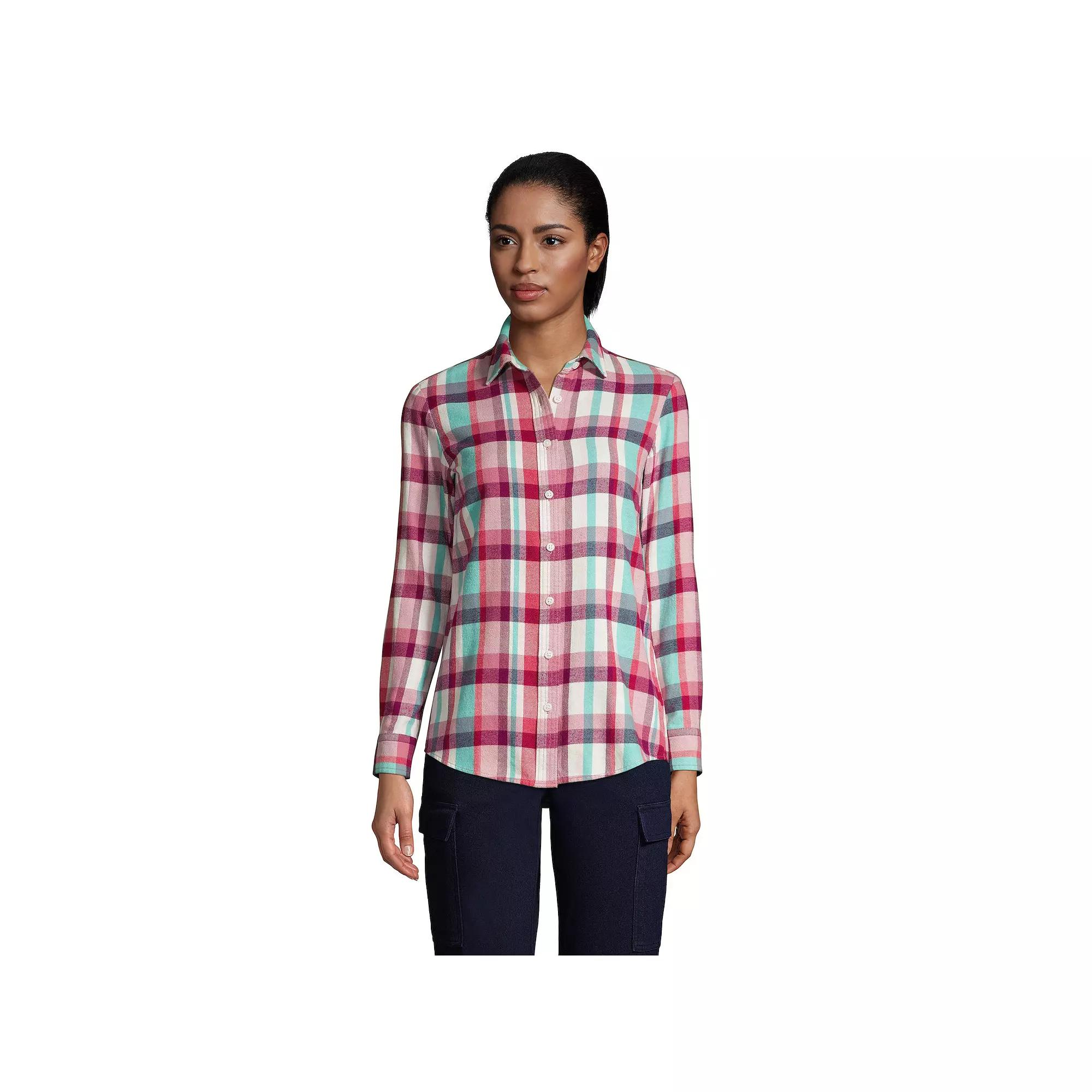 Women's Lands' End Flannel Boyfriend Shirt,  Product Image