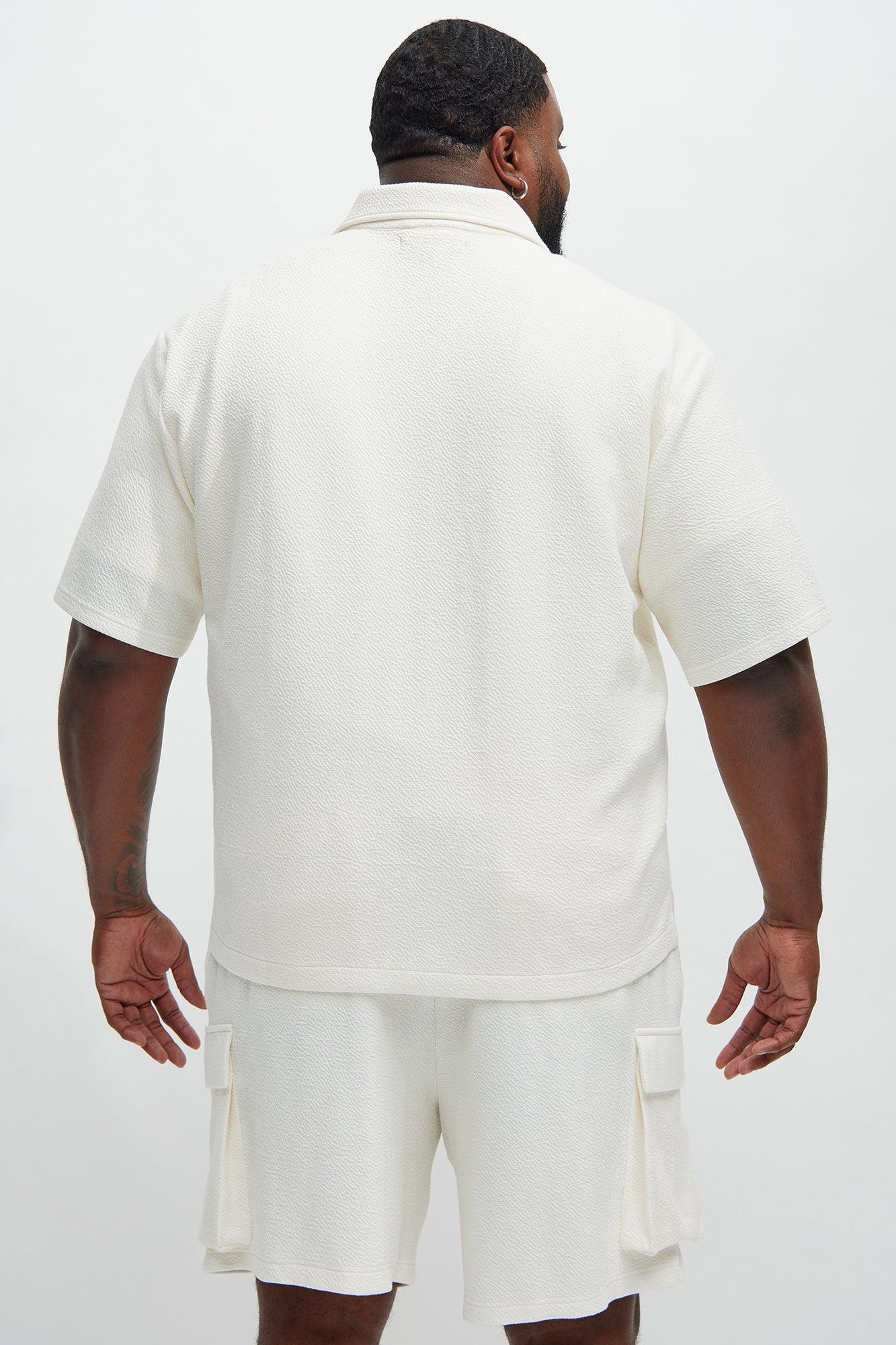 Lewis Zip Up Shirt - Cream Product Image