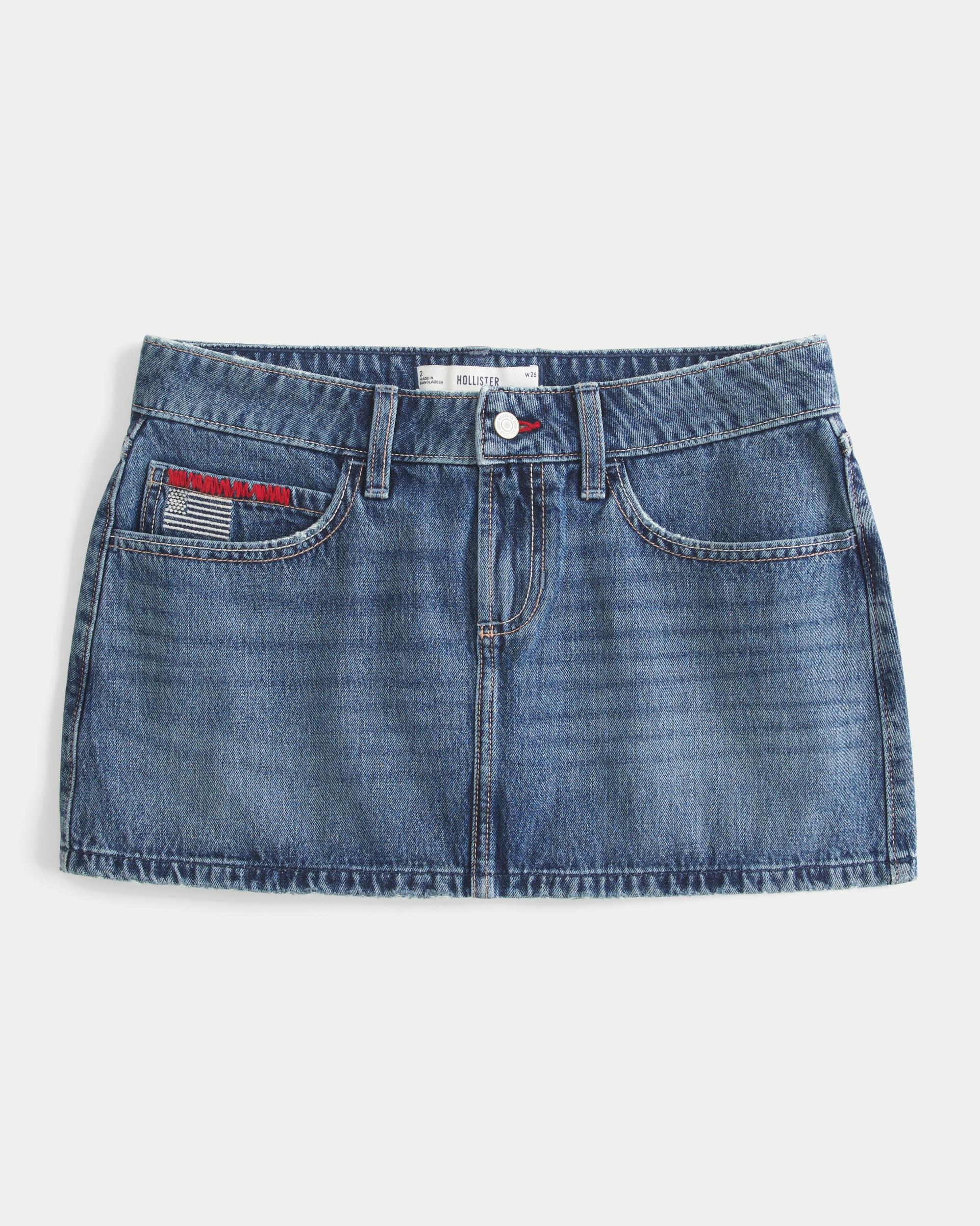 Low-Rise Pink Denim Mini Skort Product Image
