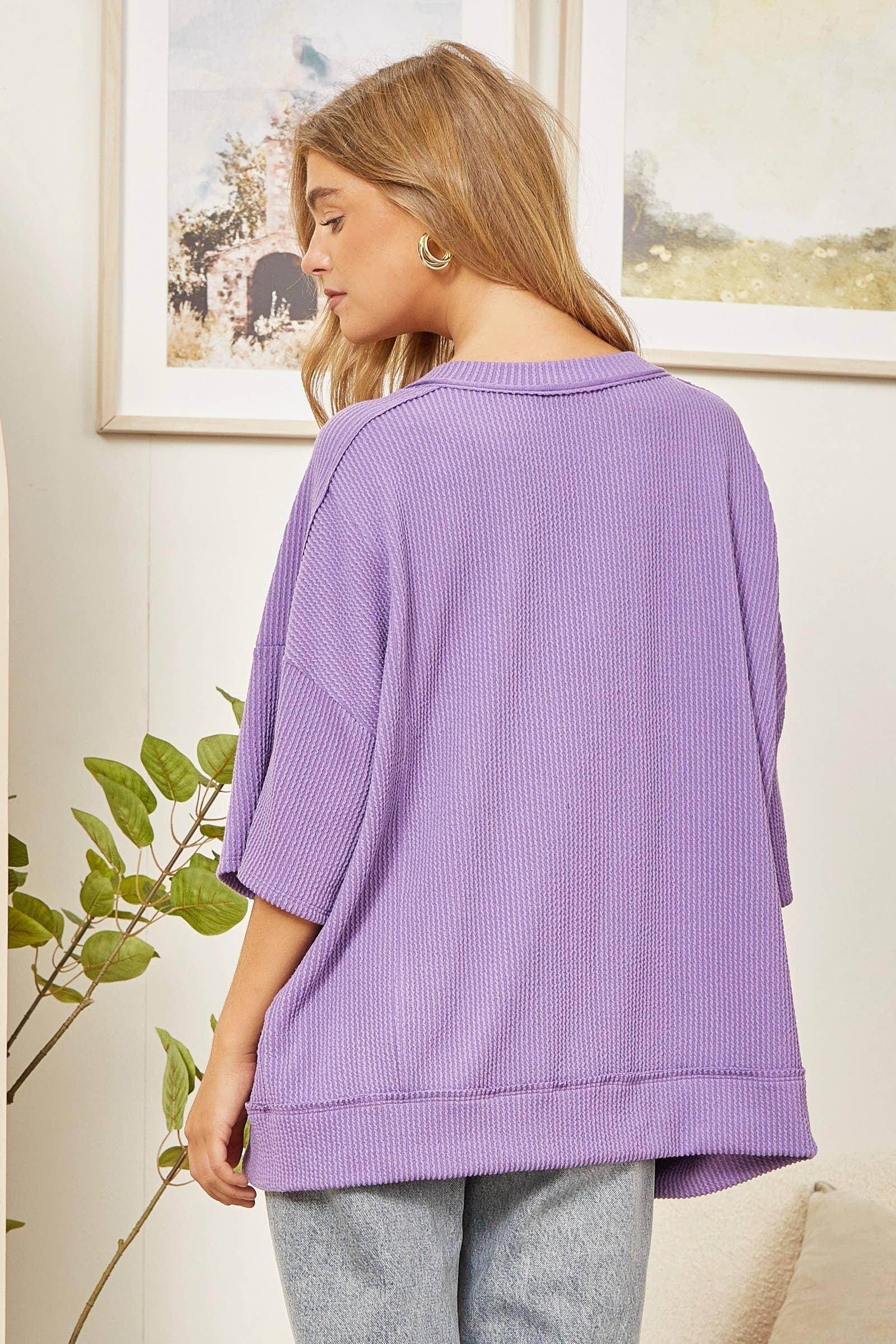 Rib Knit Top: VIOLET Product Image