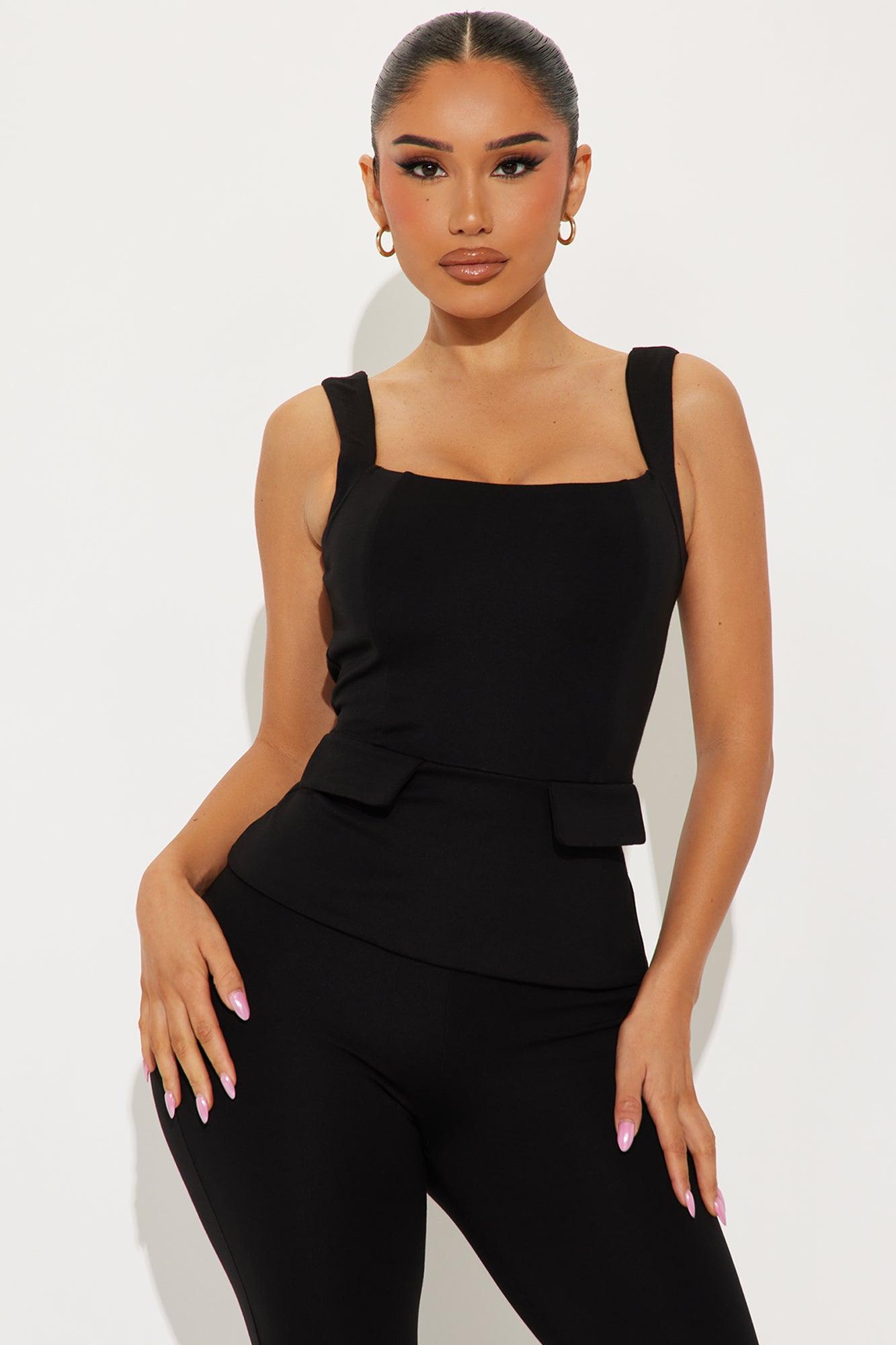 The Mia Double Lined Capri Set - Black Product Image