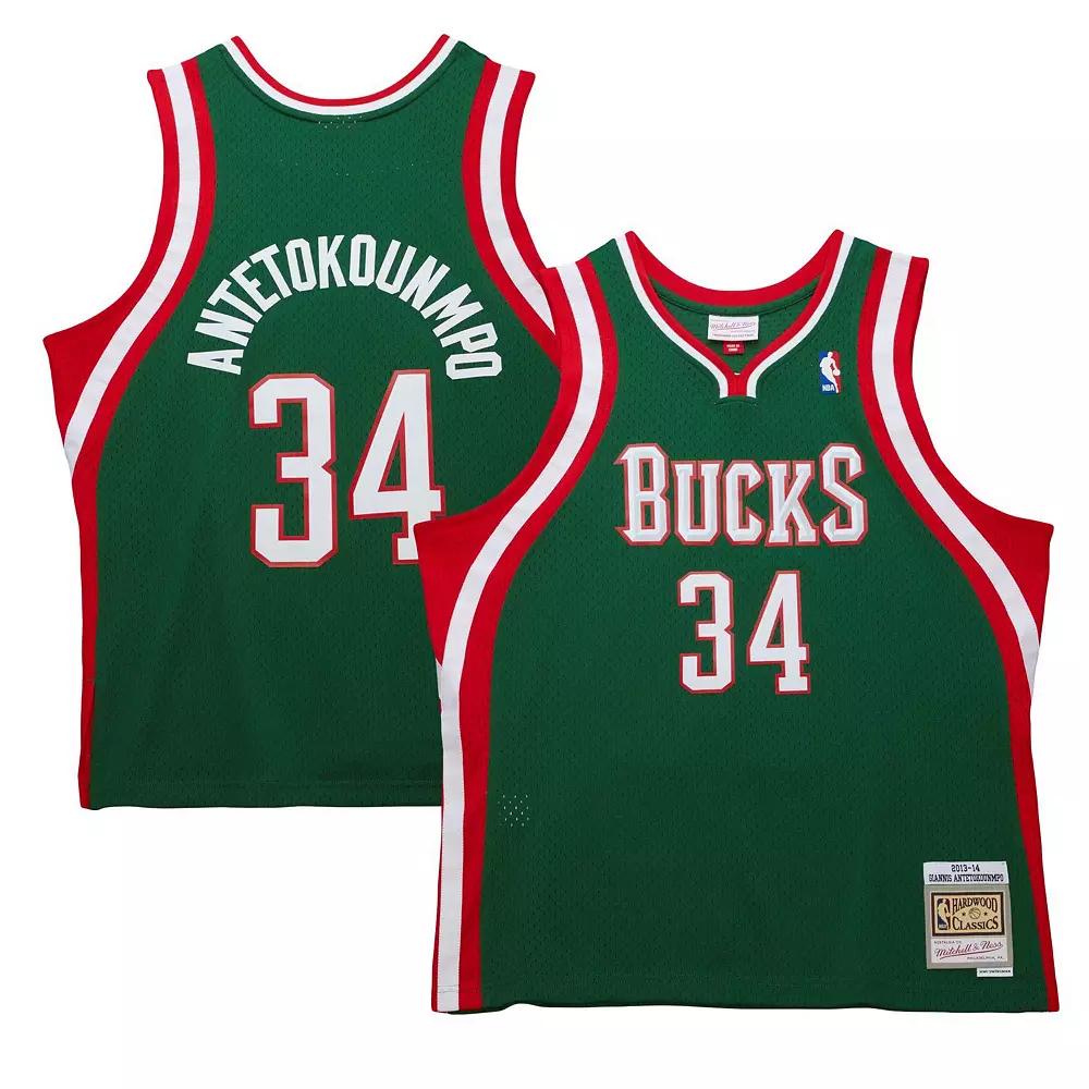 Men's Mitchell & Ness Giannis Antetokounmpo Hunter Green Milwaukee Bucks 2013/14 Hardwood Classics Swingman Jersey, Size: Medium, Team Product Image