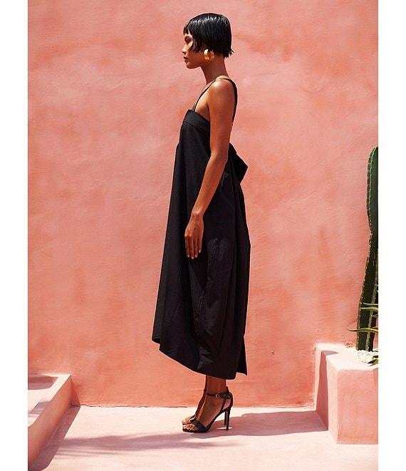 Mo Maya Leo Palm Halter Split V-Neck Midi Dress Product Image