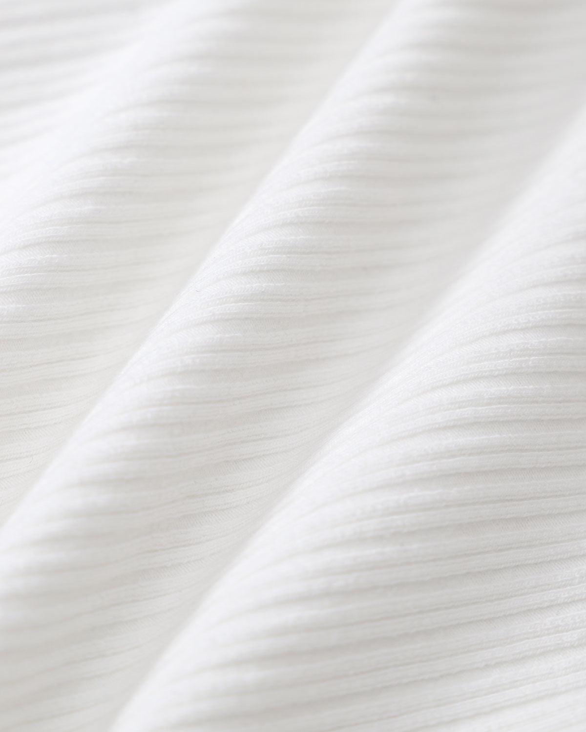 White Square Neck Ribbed Knit Tee Product Image