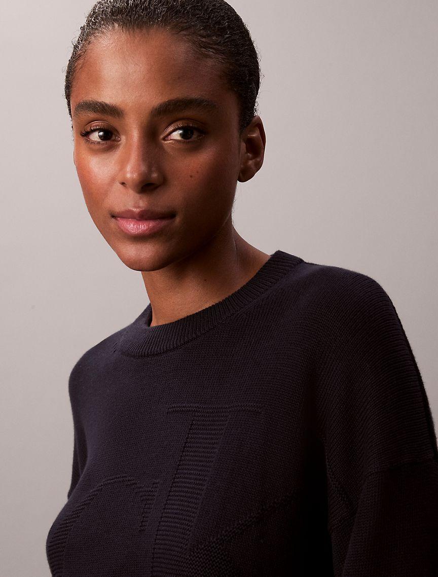 Smooth Cotton Relaxed Monogram Sweater Product Image
