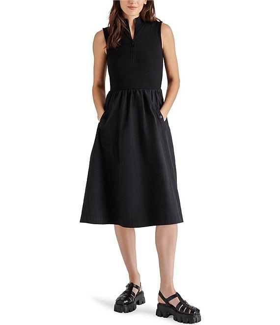 Steve Madden Berlin Mock Neck Half Zip Sleeveless Midi Dress Product Image