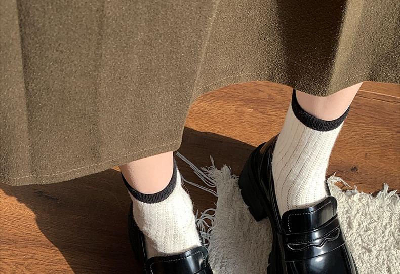 Platform Chunky-Heel Penny Loafers Product Image