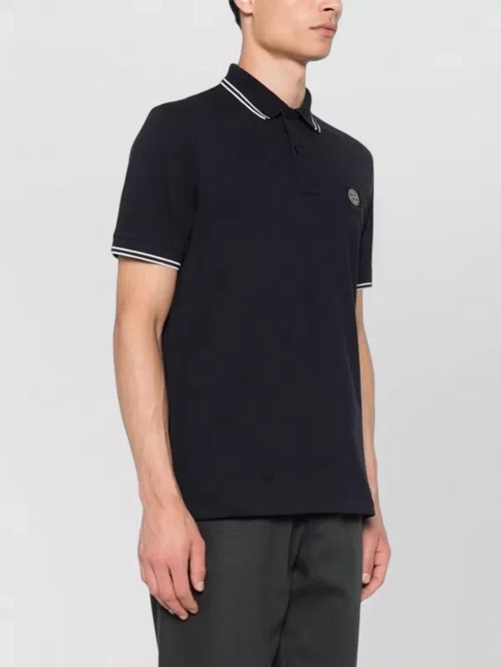 STONE ISLAND Mens Black Brand-patch Regular-fit Stretch-cotton Polo Shirt Xl Product Image