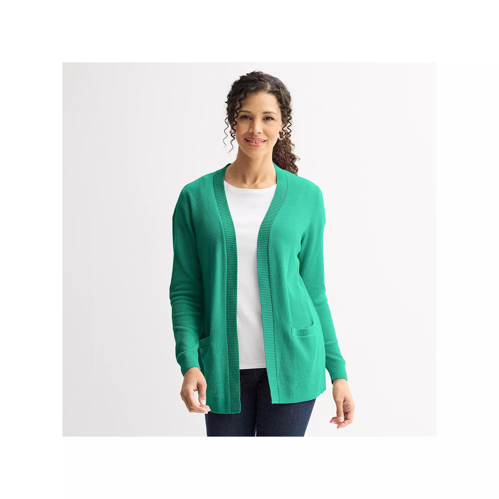 Women's Croft & Barrow® Pocket Cardigan, Size: XS, Greenway Product Image