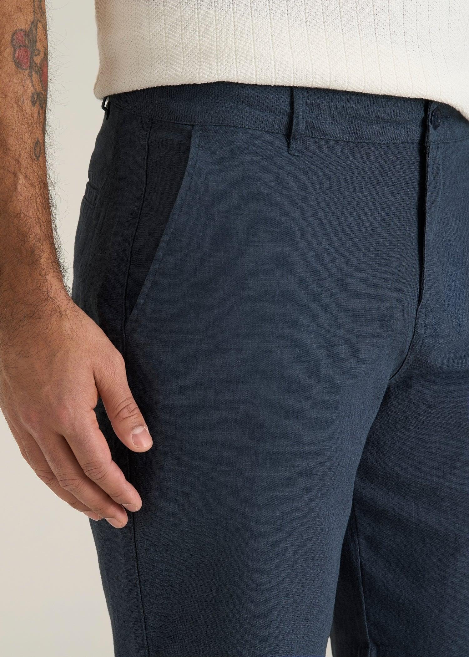 Linen Shorts For Tall Men in Burnt Orange Male Product Image