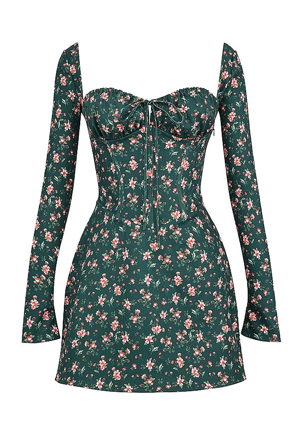 Malika  green floral corset mini dress Product Image
