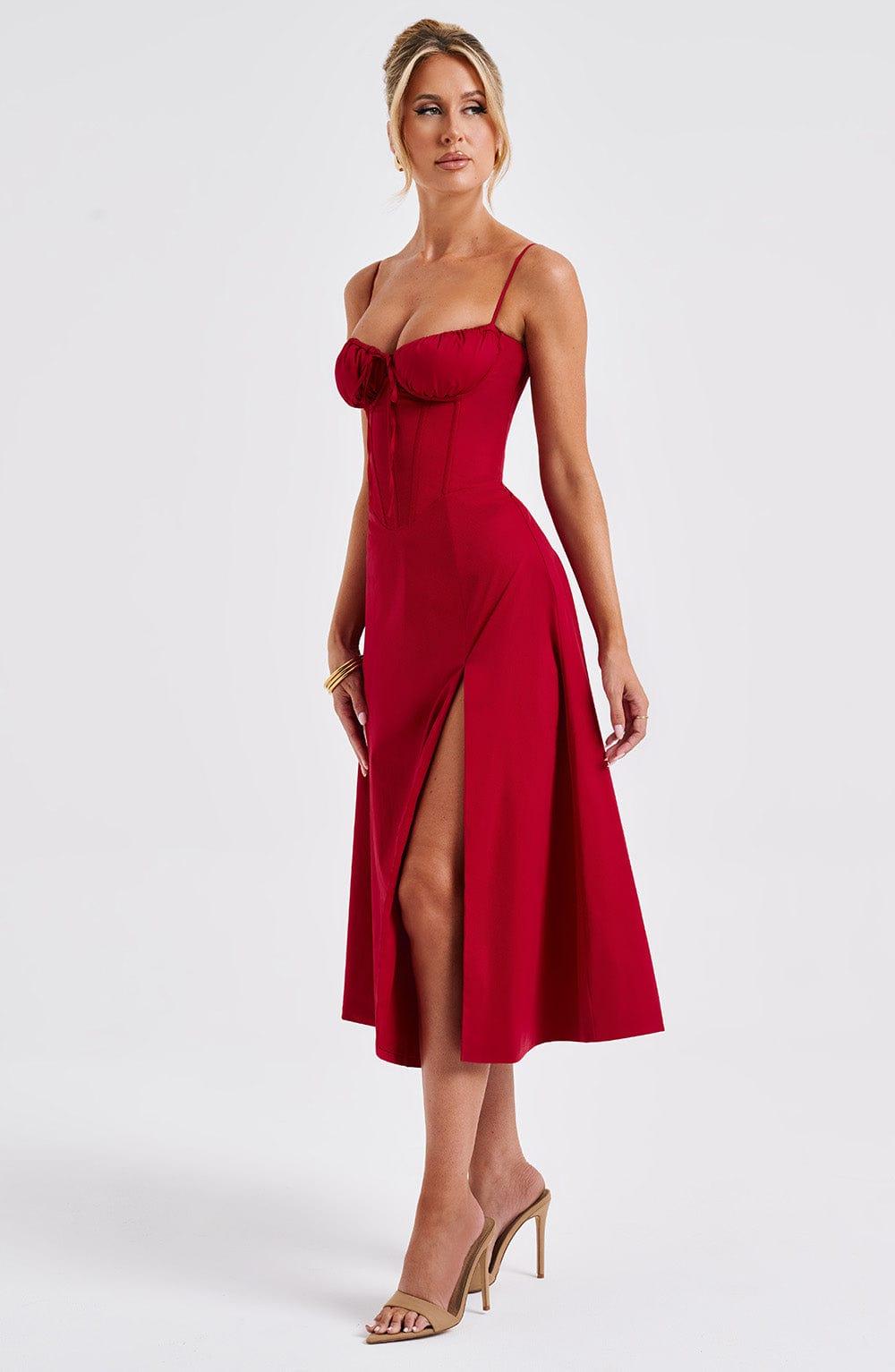 Deanna Midi Dress - Red Product Image