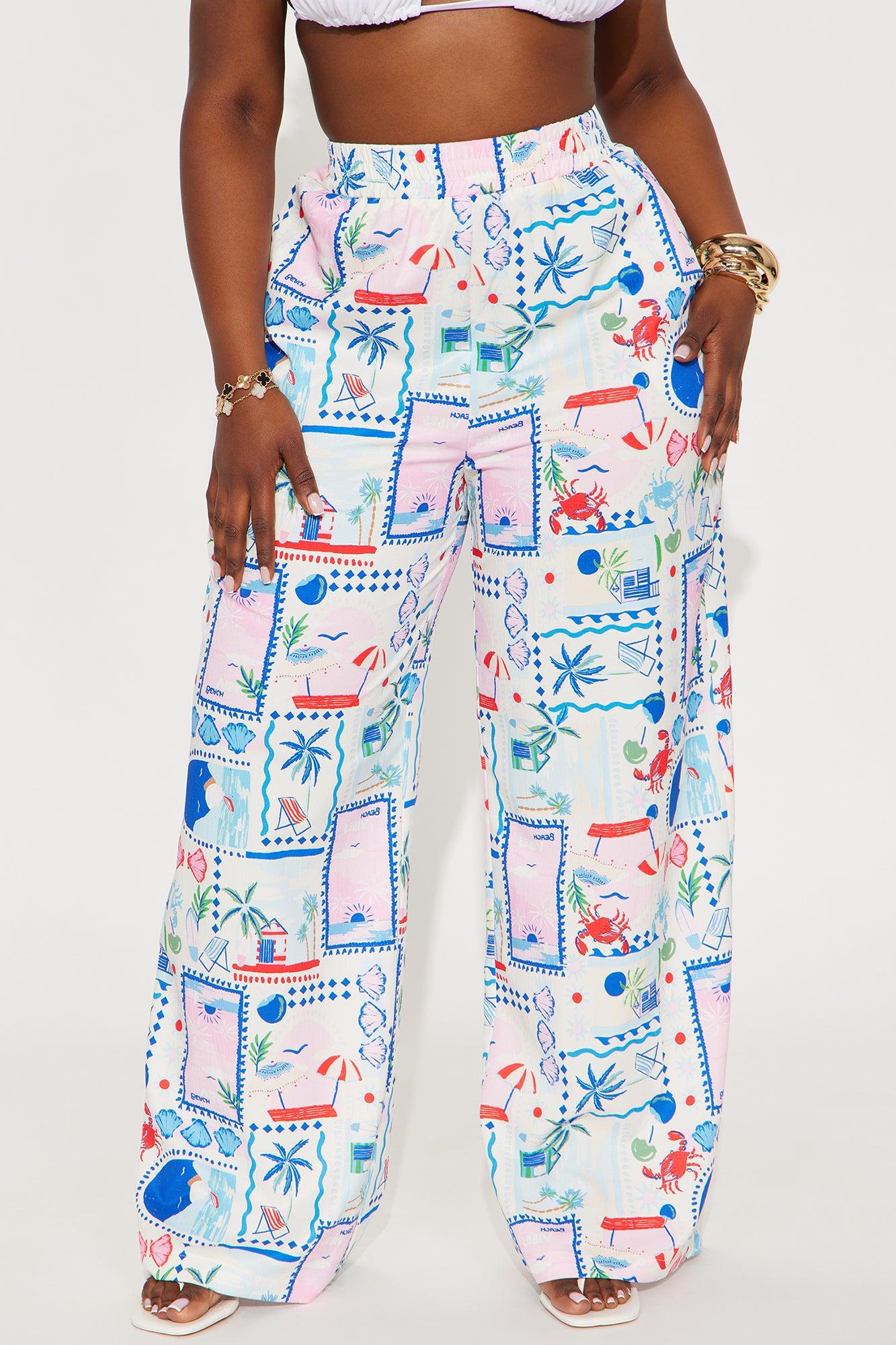 Only Beach Vibes Wide Leg Airflow Pant - White/combo Female Product Image