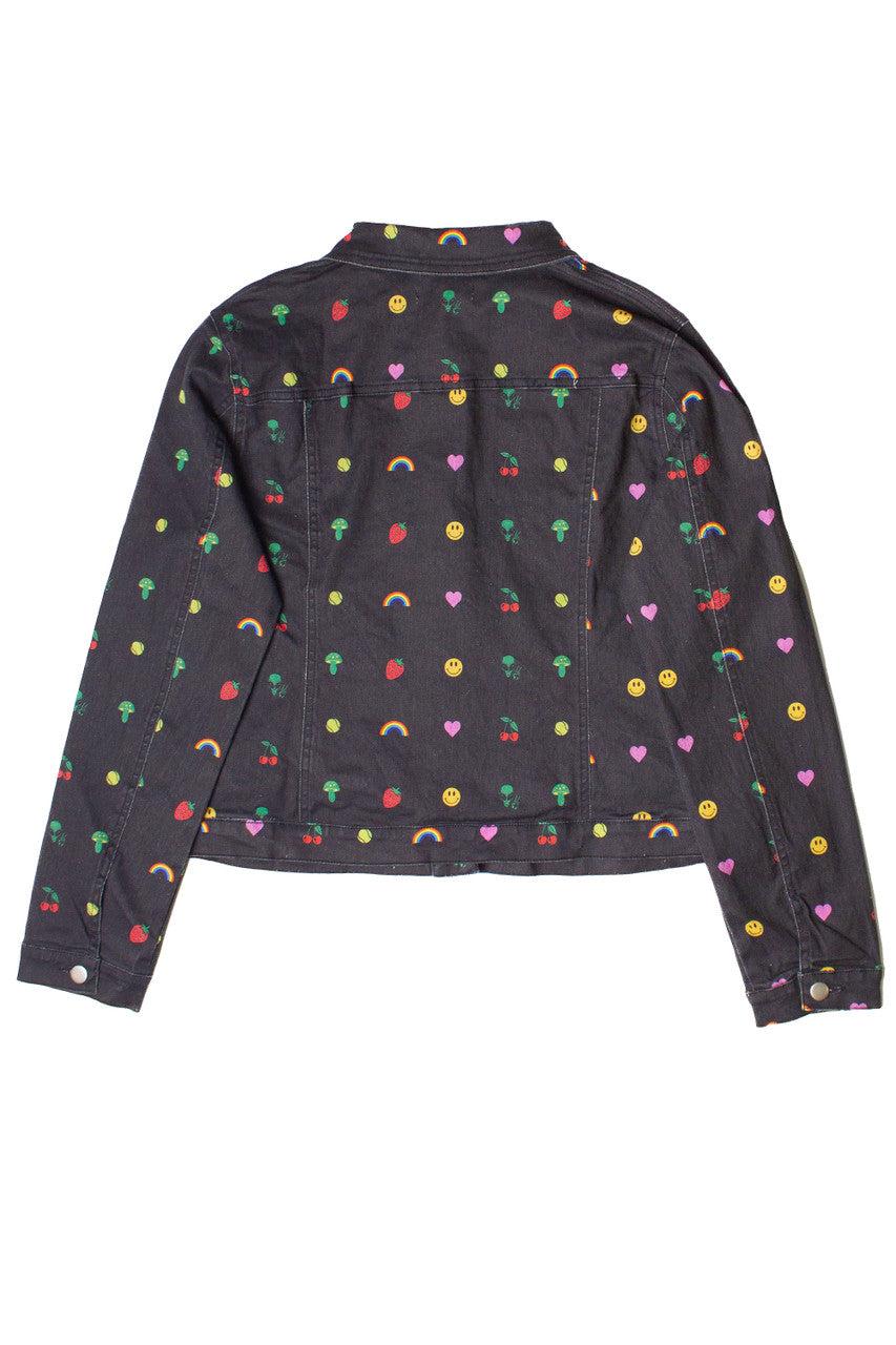 Nostalgic Sticker Print Denim Jacket Product Image