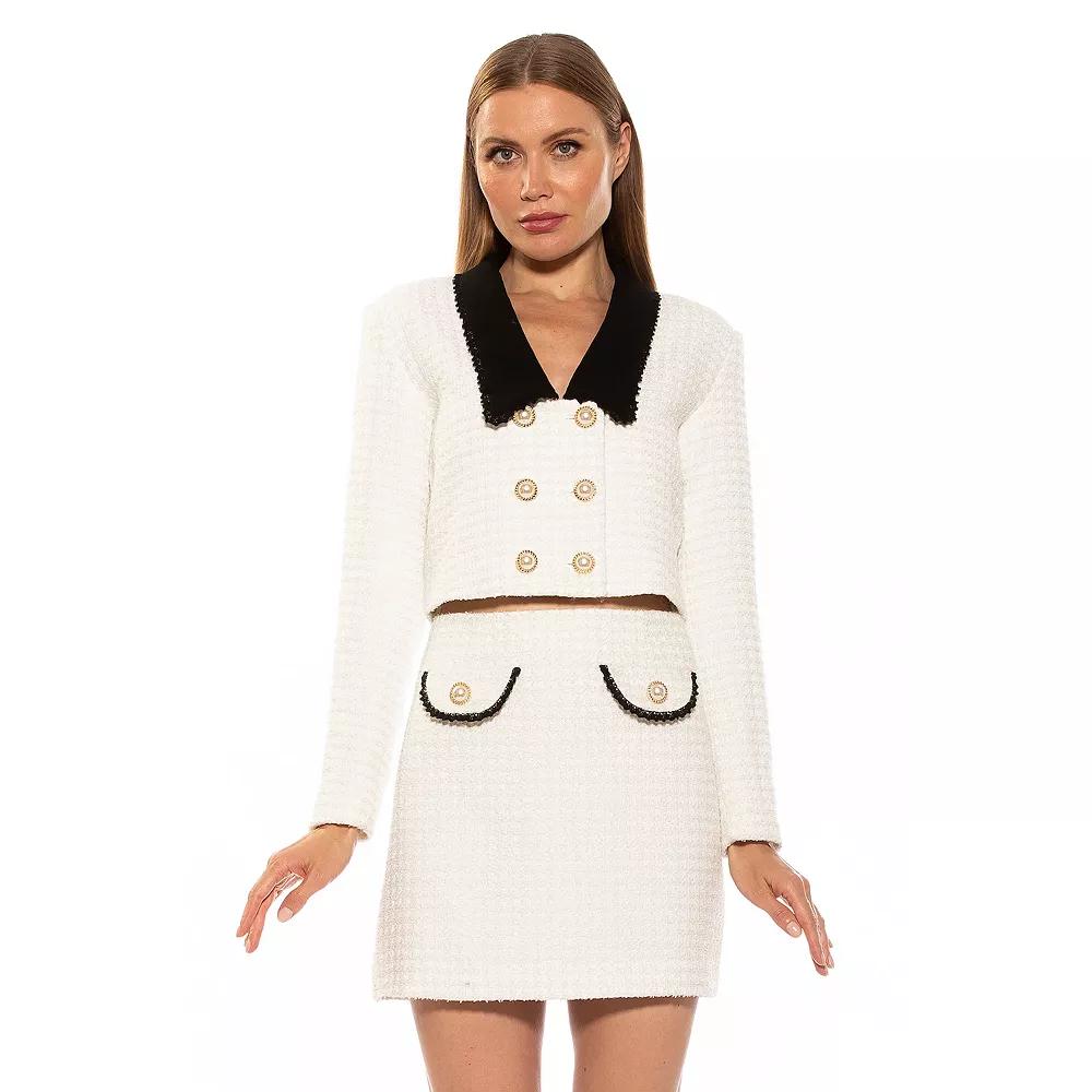 Women's ALEXIA ADMOR Aurelia Drop Lace Collar Cropped Tweed Jacket,  Product Image