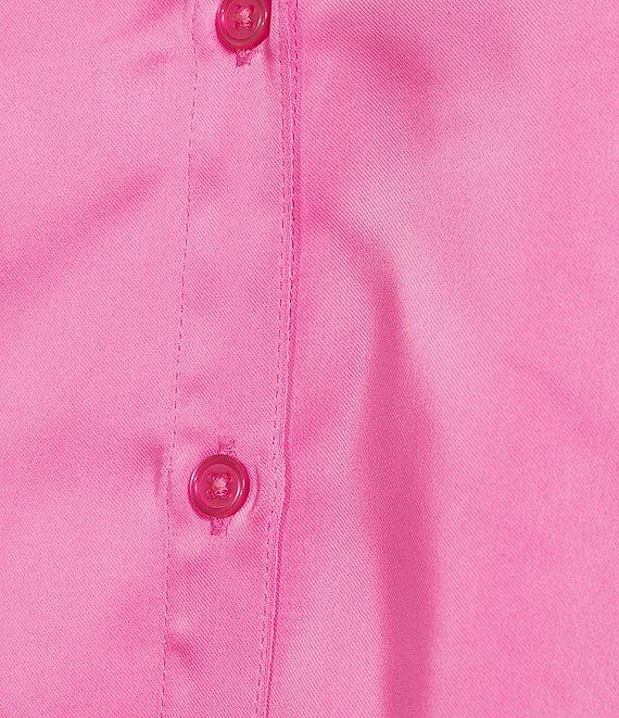 GB Coordinating Satin Short Sleeve Button Front Blouse Product Image