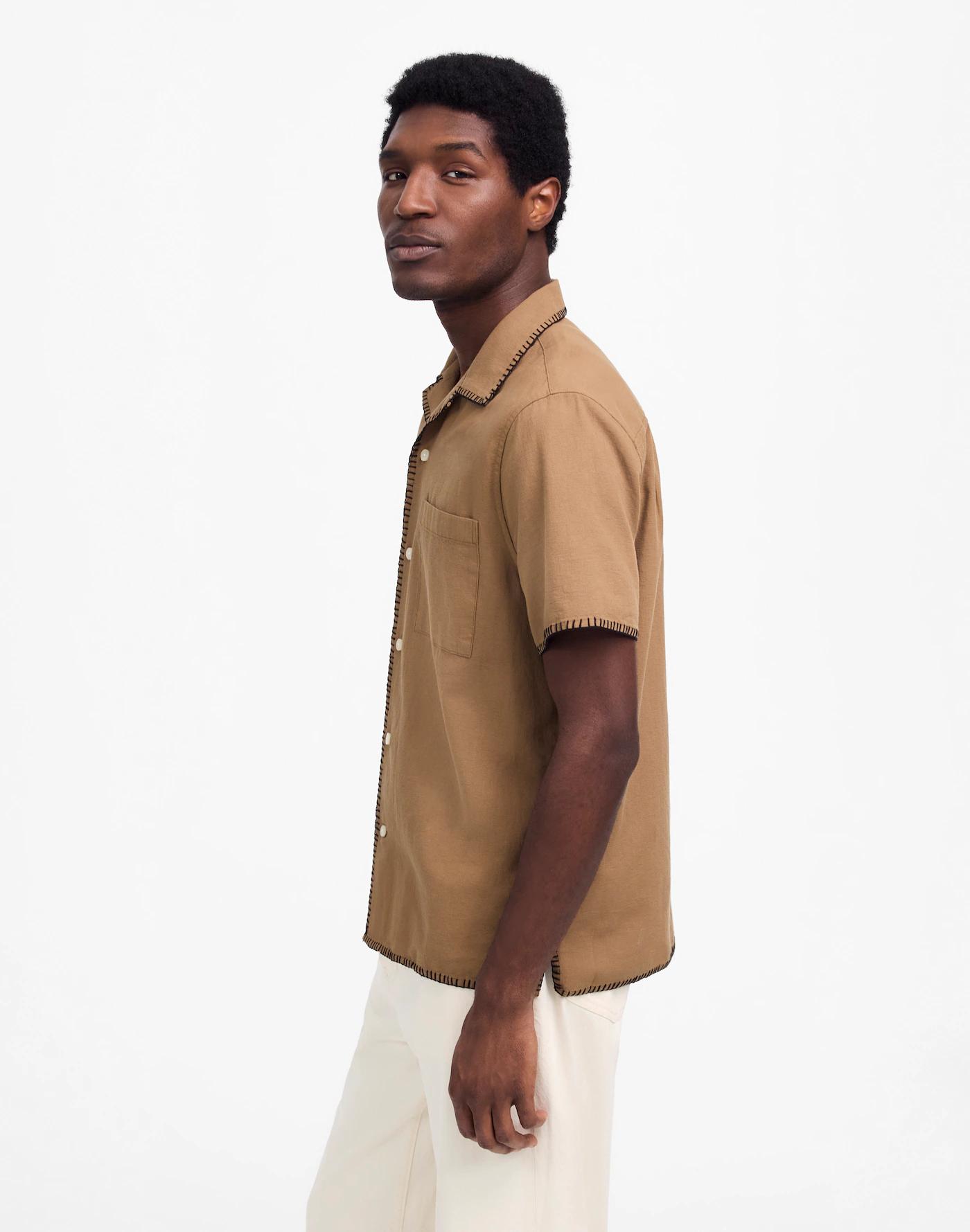 Blanket Stitch Short-Sleeve Shirt Product Image