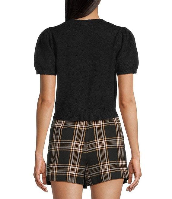 Copper Key Button Front Puff Sleeve Cardigan Product Image