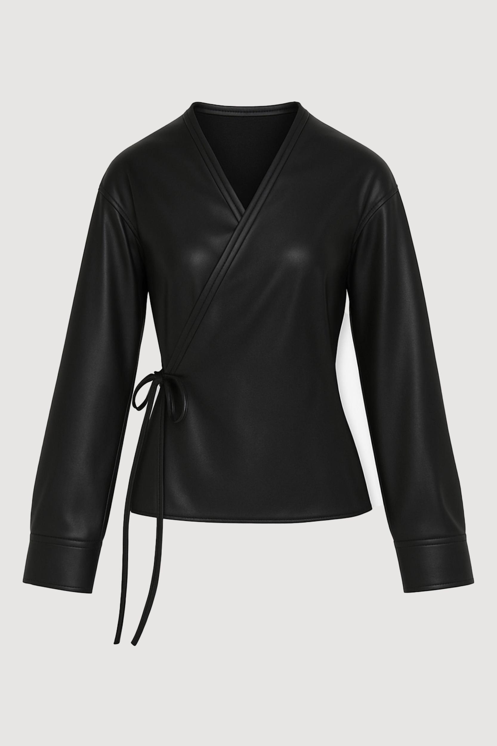 Sarit Vegan Leather Wrap Top Product Image