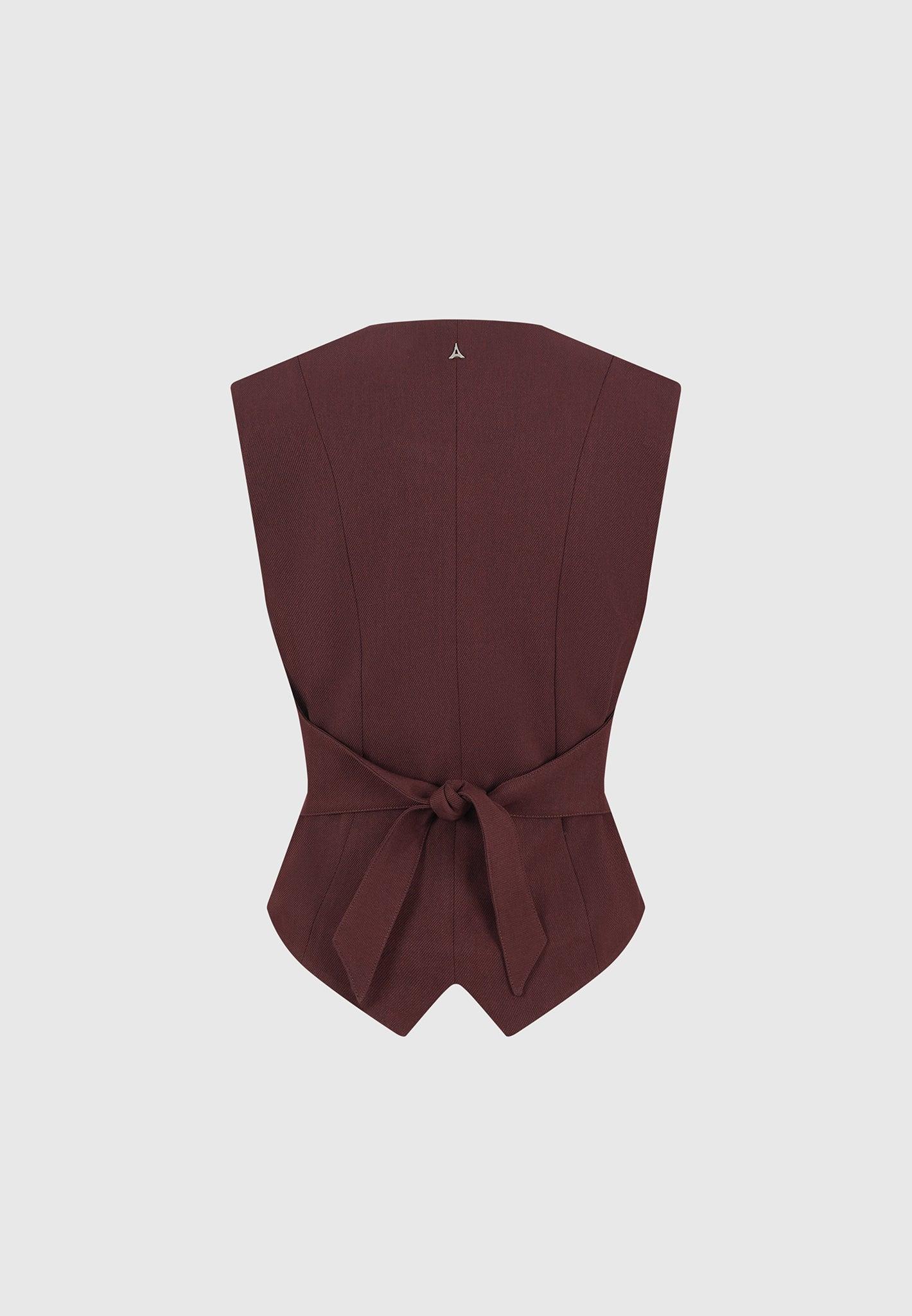 Christine - Tailored Cinch Waistcoat - Wine Red Female Product Image