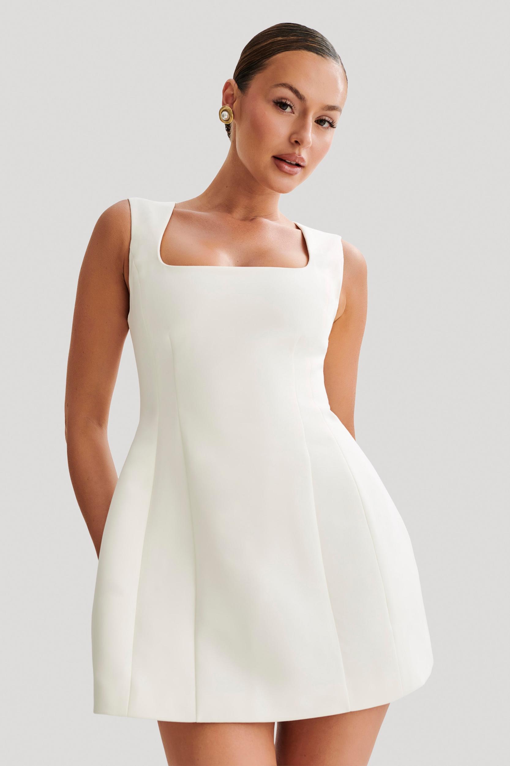 Lysandre Crepe Mini Dress - Ivory Product Image