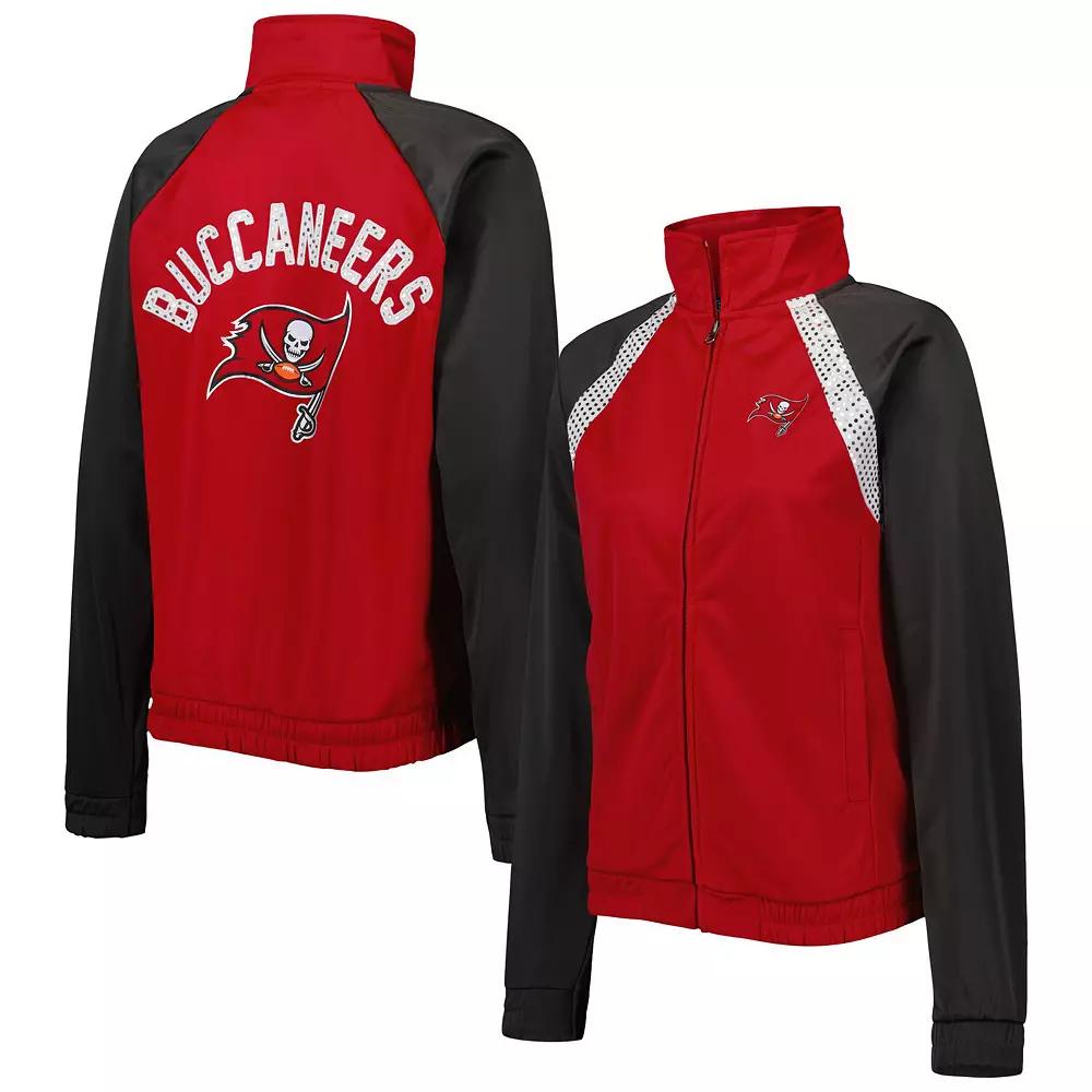 Women's G-III 4Her by Carl Banks Red/Pewter Tampa Bay Buccaneers Confetti Raglan Full-Zip Track Jacket, Size: 2XL Product Image