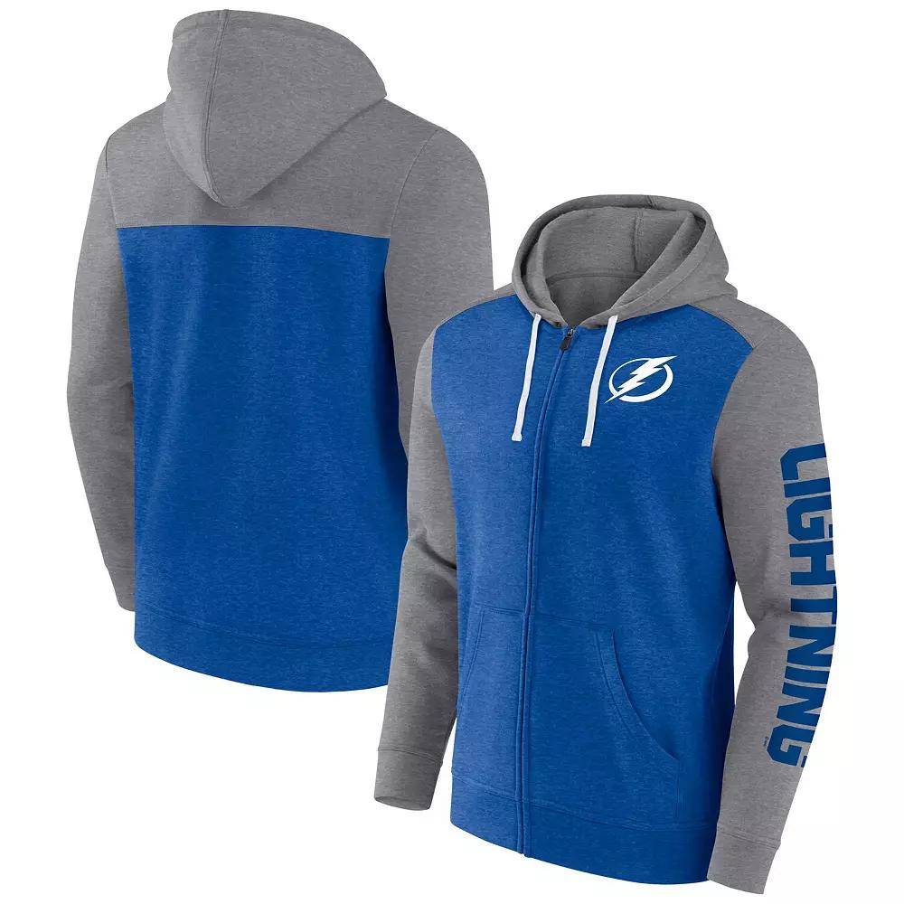 Men's Fanatics Branded Heather Blue Tampa Bay Lightning Down and Distance Full-Zip Hoodie, Size: Small, Lgh Blue Product Image