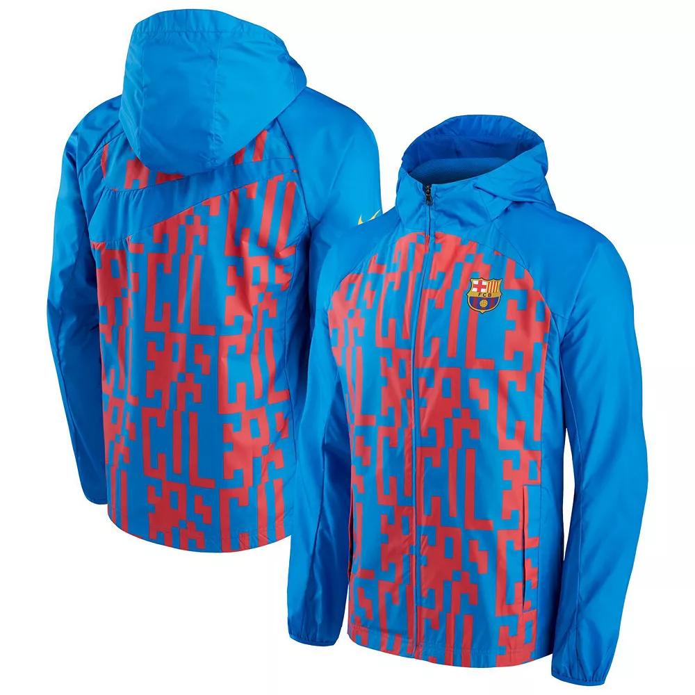 Men's Nike Blue Barcelona AWF Raglan Full-Zip Jacket, Size: Large, Bar Blue Product Image