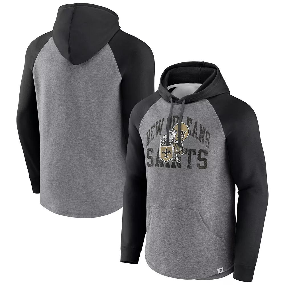 Men's Fanatics Branded Heather Gray New Orleans Saints Favorite Arch Raglan Pullover Hoodie,  Product Image