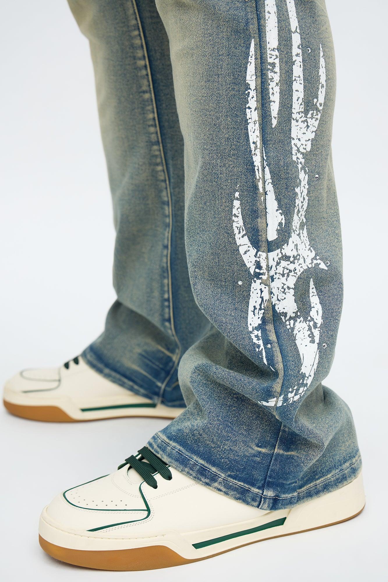 Stacked Skinny Flare Rockstar Life Jewel Jean - Light Wash Product Image
